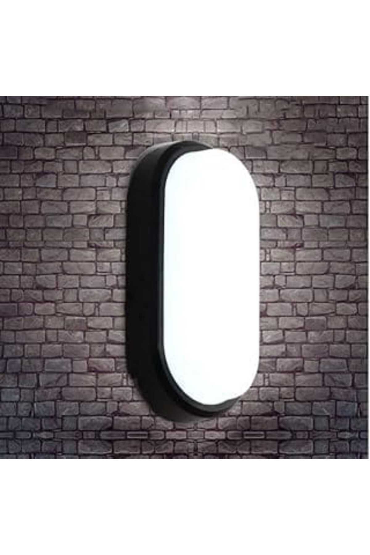 NETWORK ART Aydos 20W Oval Siyah Led Nem Su Geçirmez Banyo Bahçe Teras Kiler Garaj Modern Tavan Lambası Led Lam