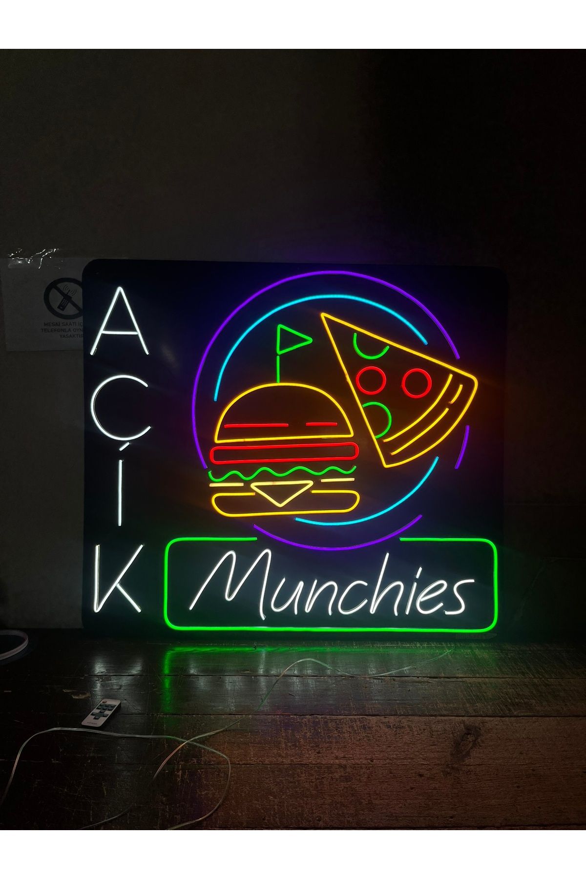 vinyuup Hamburger Pizza Neon Led Yazı Munchies