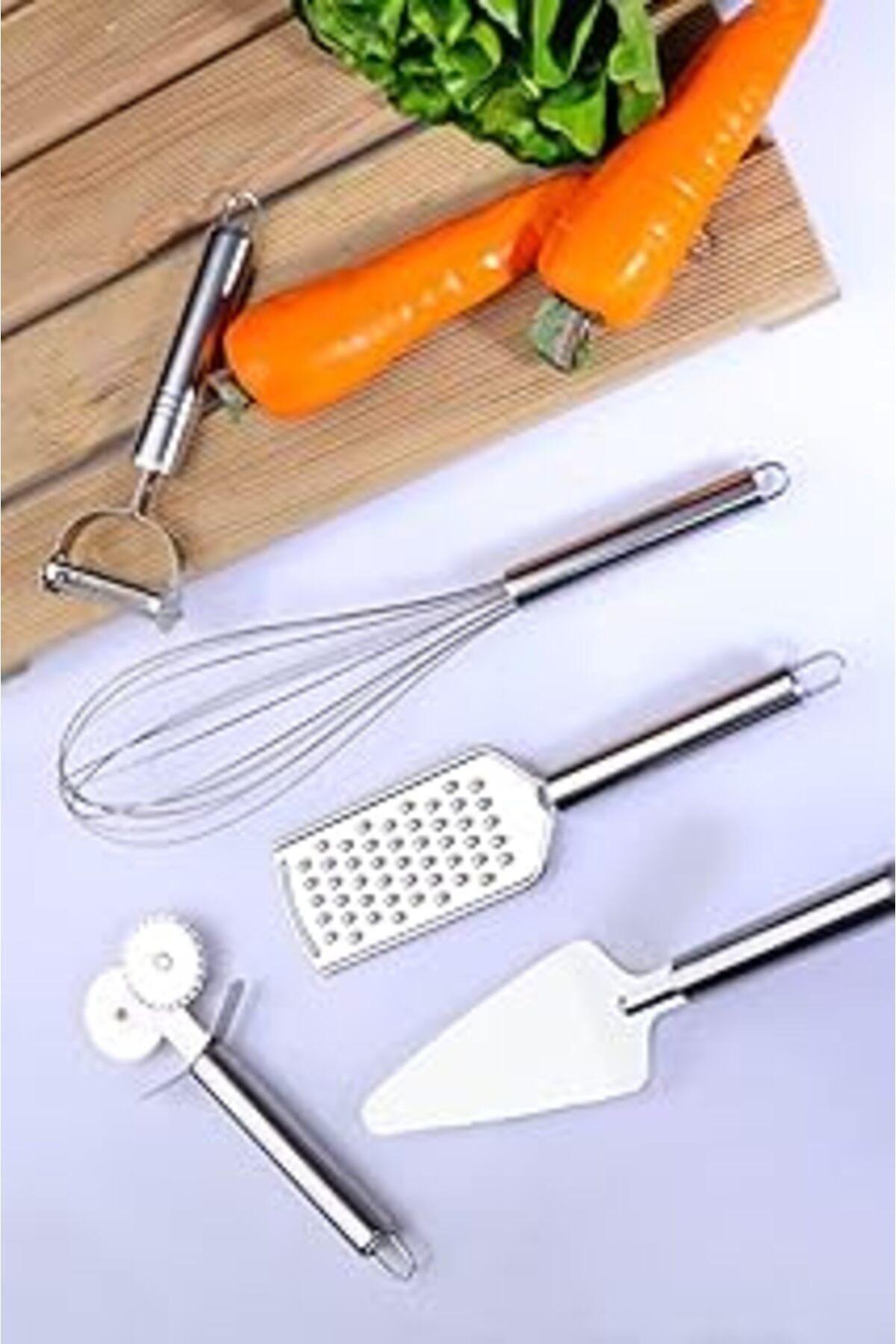 karadağsb Bev Kitchen 5 Parça Çelik Paslanmaz Mutfak Servis Ve Hazırlık Seti Çeyiz Seti Gri
