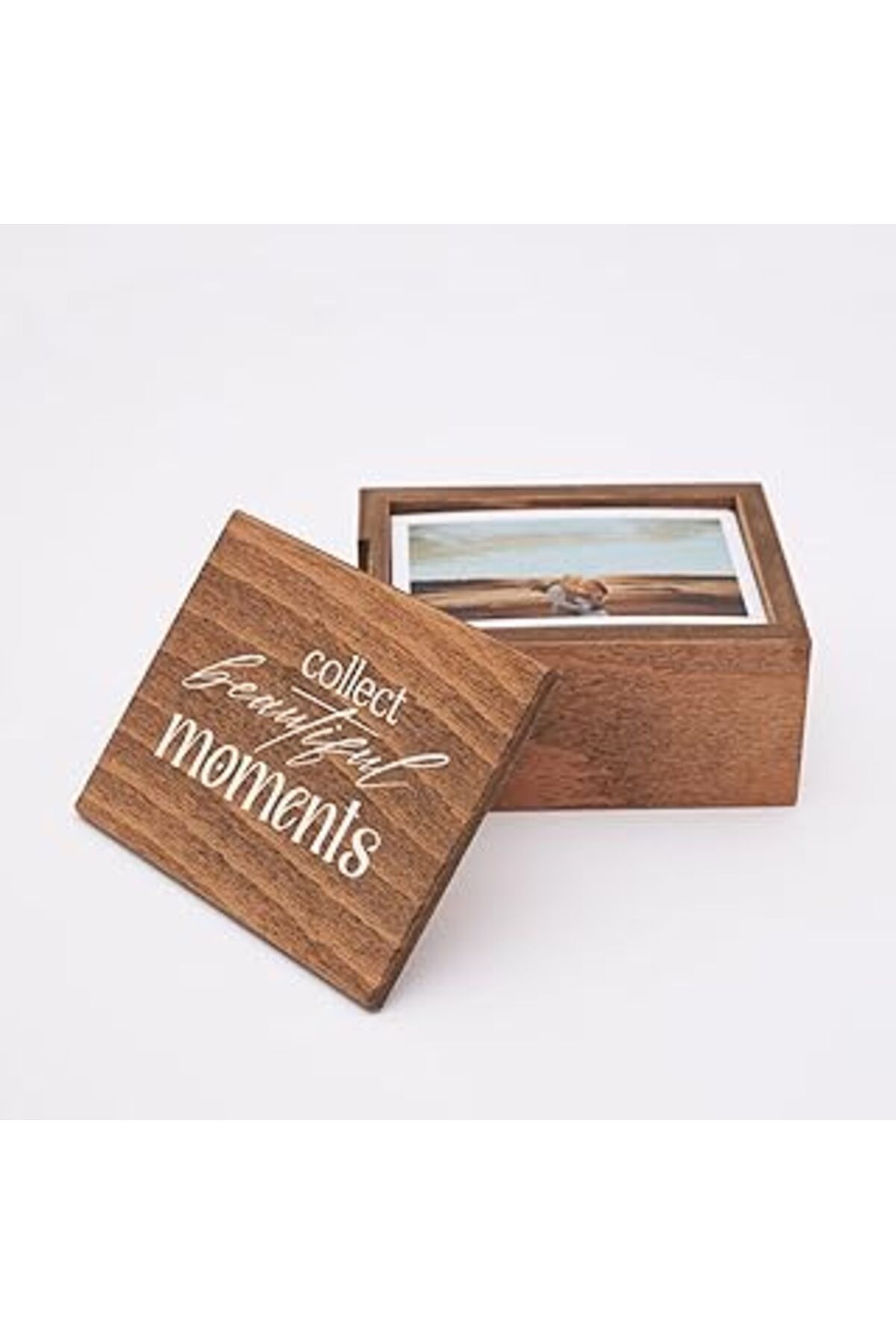 Mu Art Hediyesepeti Collect Beautiful Moments Baskılı Ahşap Fotoğraf Kutusu