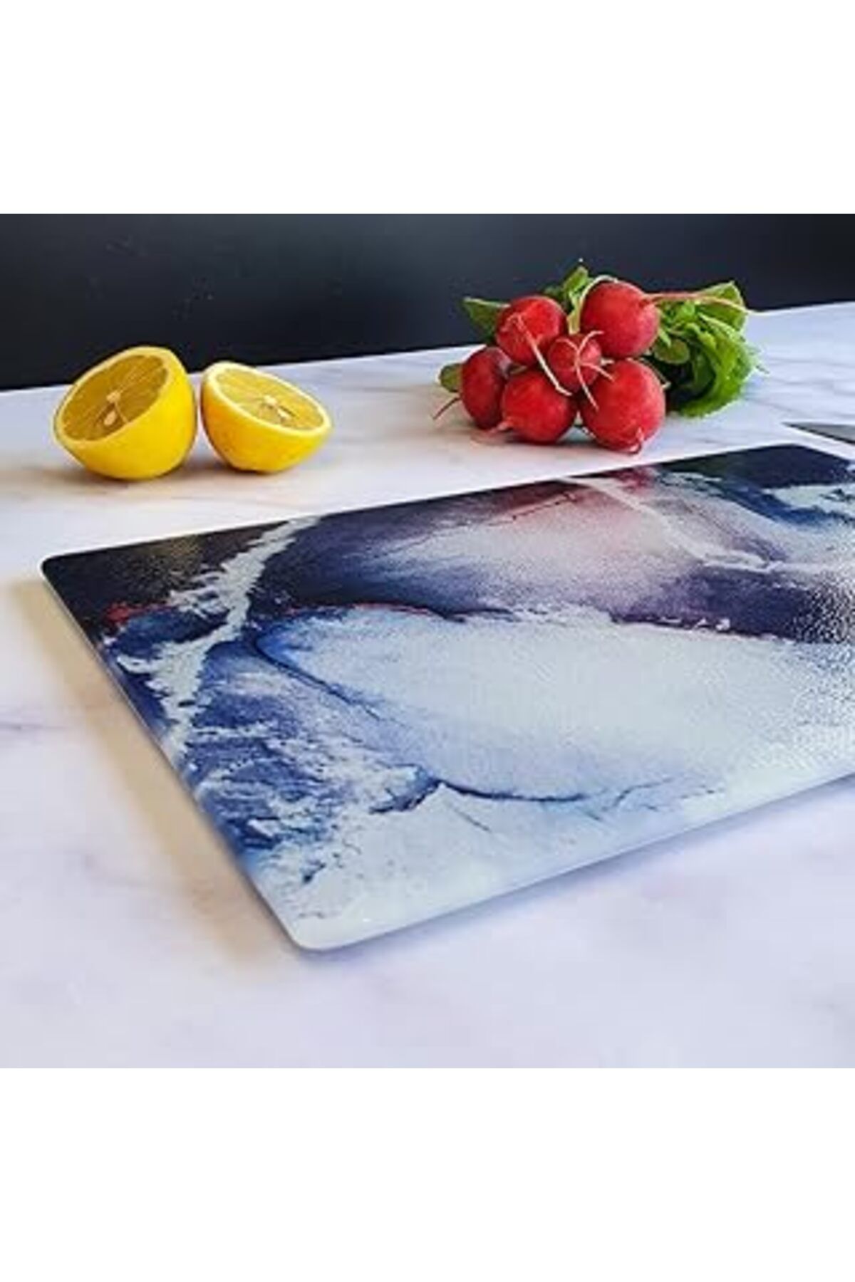 karadağsb Decorita Cam Kesme Tahtası - Cam Kesme Tablası | Buzlu Cam - Ocean | 20Cm X 30Cm