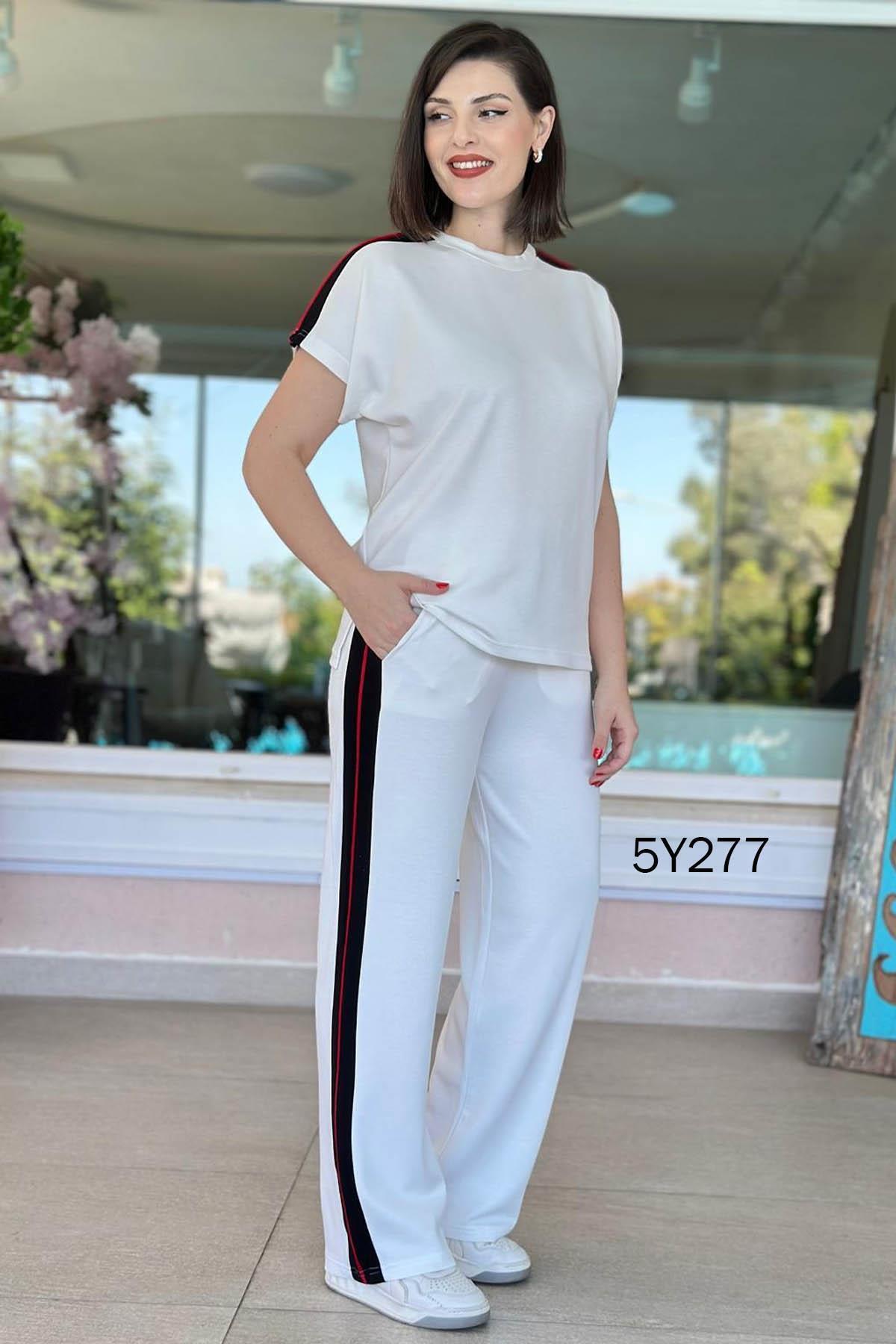 İnce Topuk-Modal Fabric Suit with Bat Sleeve Piping 5Y277 1