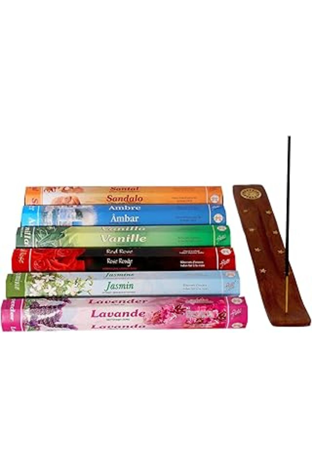 karadağsb Flute Çubuk Tütsü Seti, 6’Lı Karma Tütsü Seti 6X20 (120 Çubuk), Ahşap Tütsü Kayığı, Tütsülük, Vanil