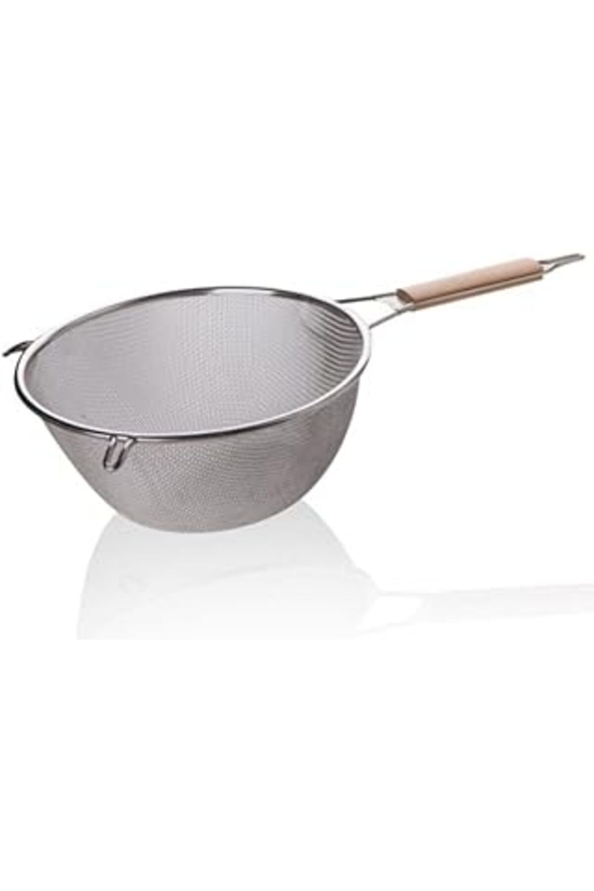 karadağsb Deconox Ahşap Saplı Paslanmaz Çelik Süzgeç, Büyük Boy Metal Süzgeç 24 * 10 Cm - Estetik Ve Dayanıkl