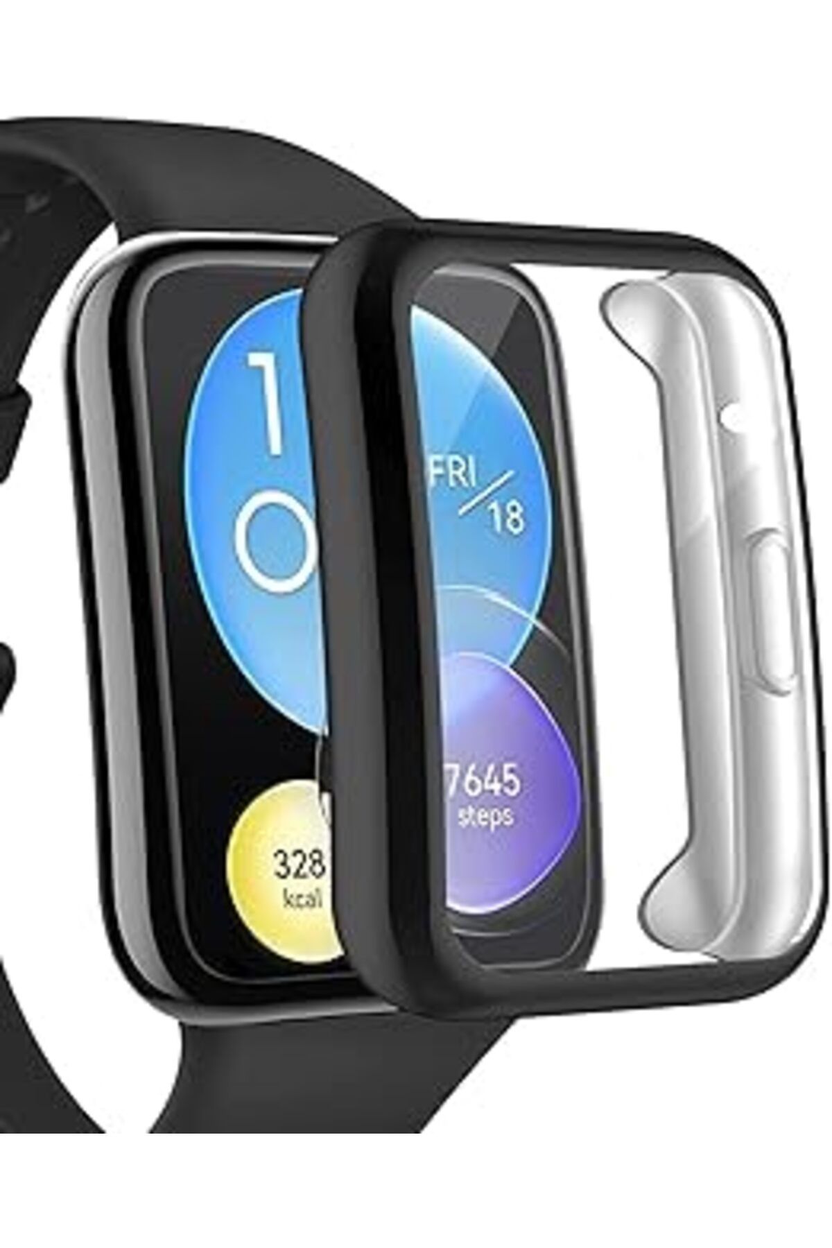 karadağsb Microsonic Huawei Watch Fit 2 Için Kılıf 360 Full Round Soft Silicone Siyah [Watch Fit 2 Ile Uyumlu