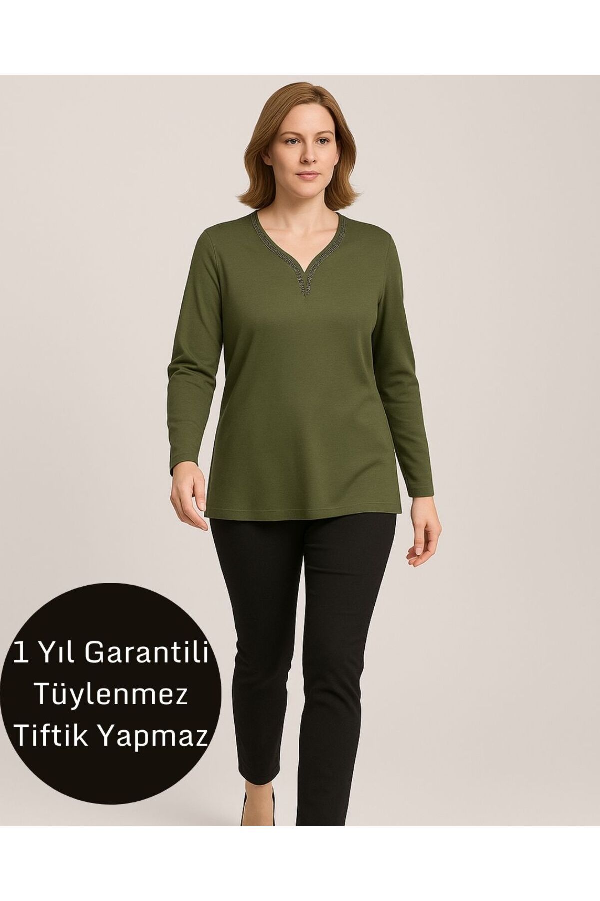 detay örme Anne Bluzu Battal %60 Pamuk Garantili