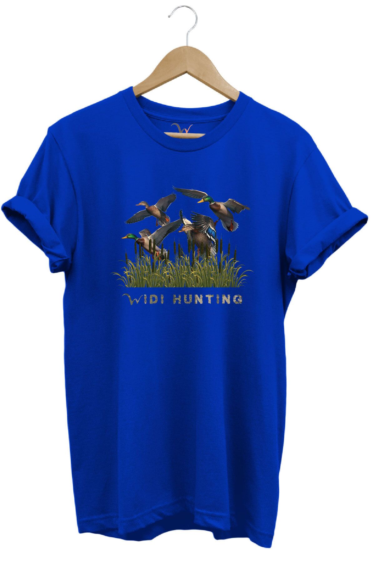 WİDİ Widi Hunting Avcılık Ördek Avı Baskılı %100 Pamuk Regular Fit Bisiklet Yaka T-Shirt