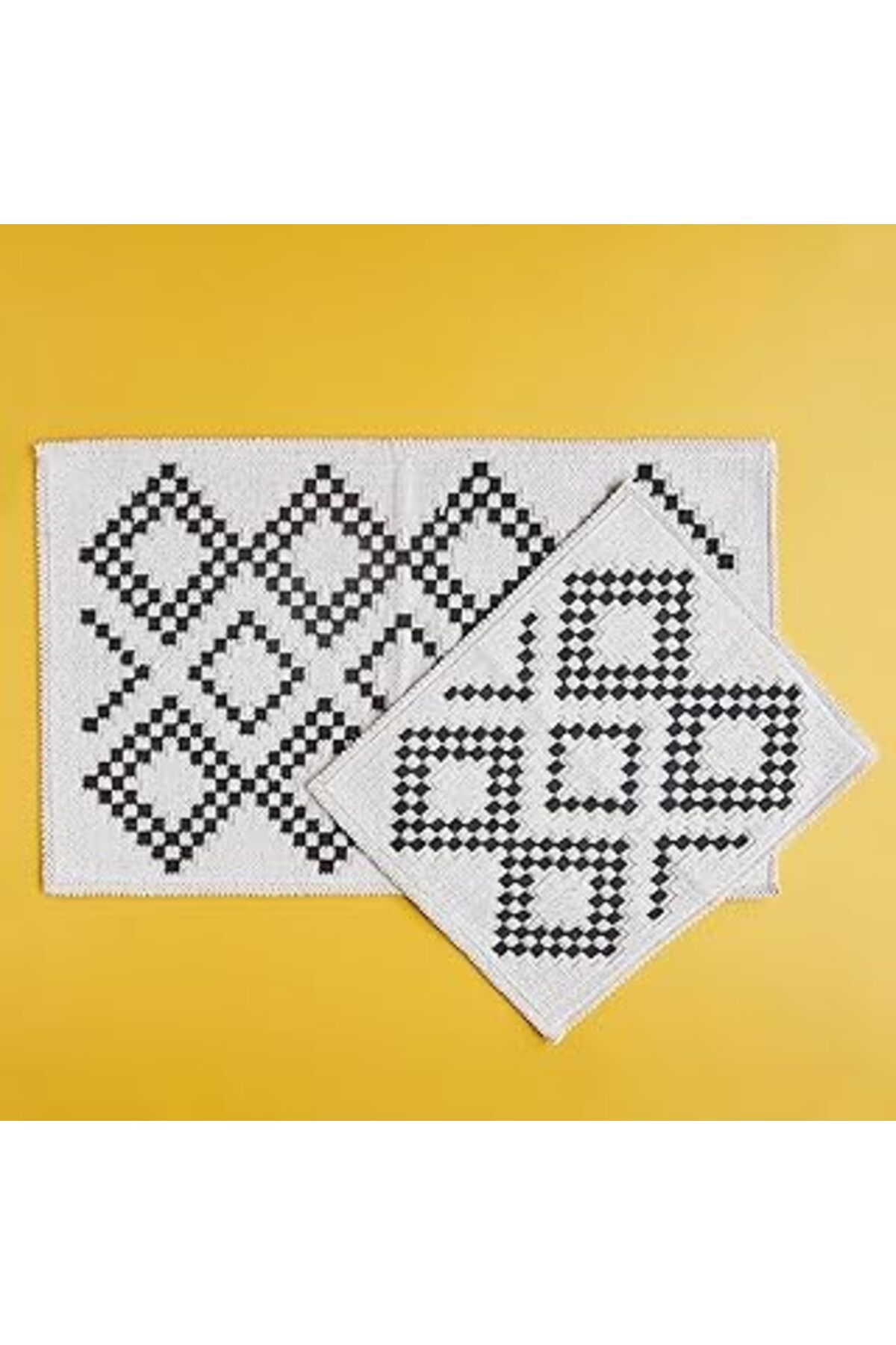 karadağsb Bella Maison Ethnic Geometrik Desenli%80 Pamuk%20 Polyester Banyo Paspas Takımı, Antrasit, 1 Adet 6