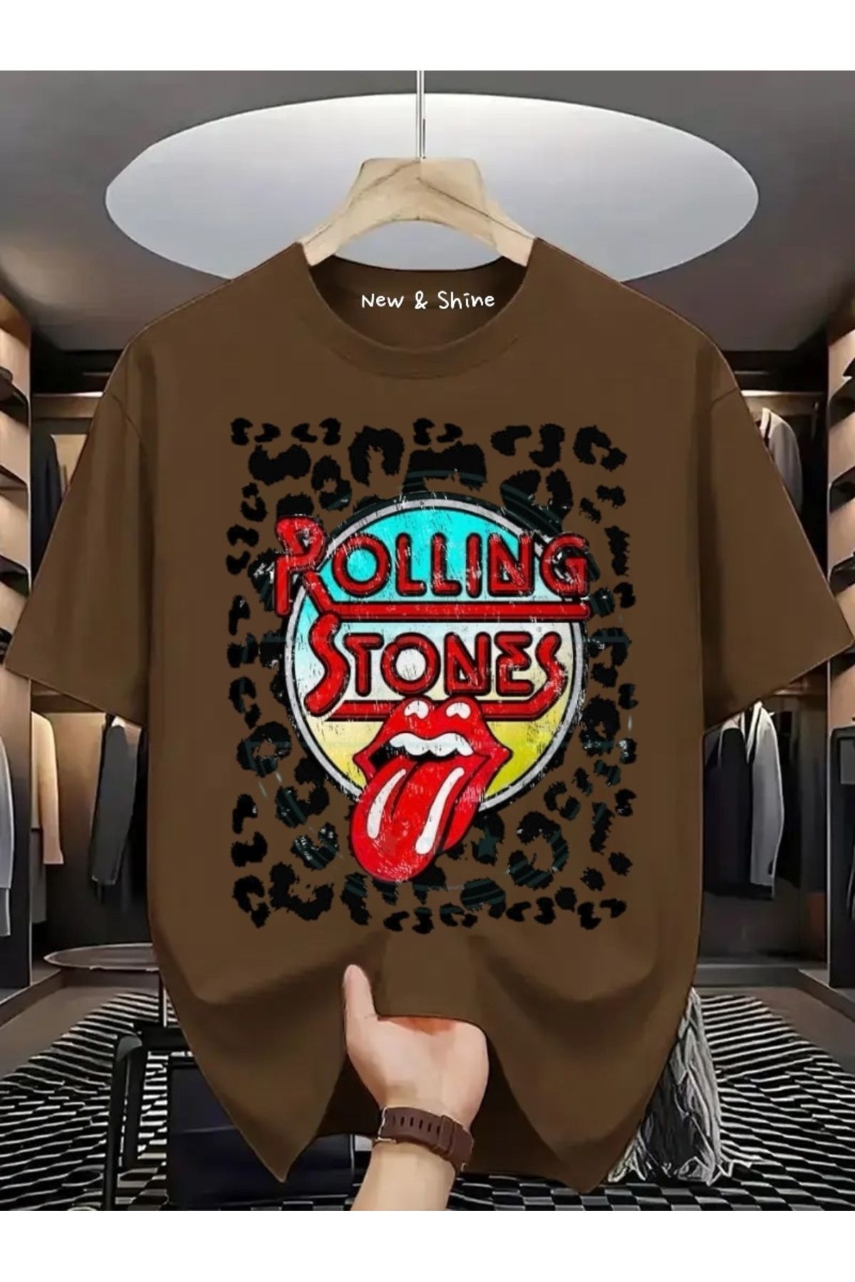 New Shine Rolling Stones Büyük Beden Oversize T-Shirt