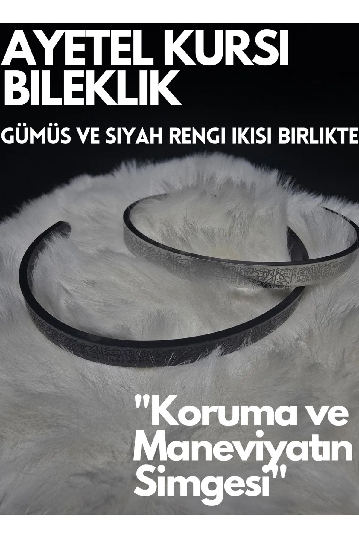 KT AKSESUAR Ayetel Kürsi Yazılı Bileklik Paslanmaz Çelik Ayarlanabilir Çift Erkek/Kadın Bileklik