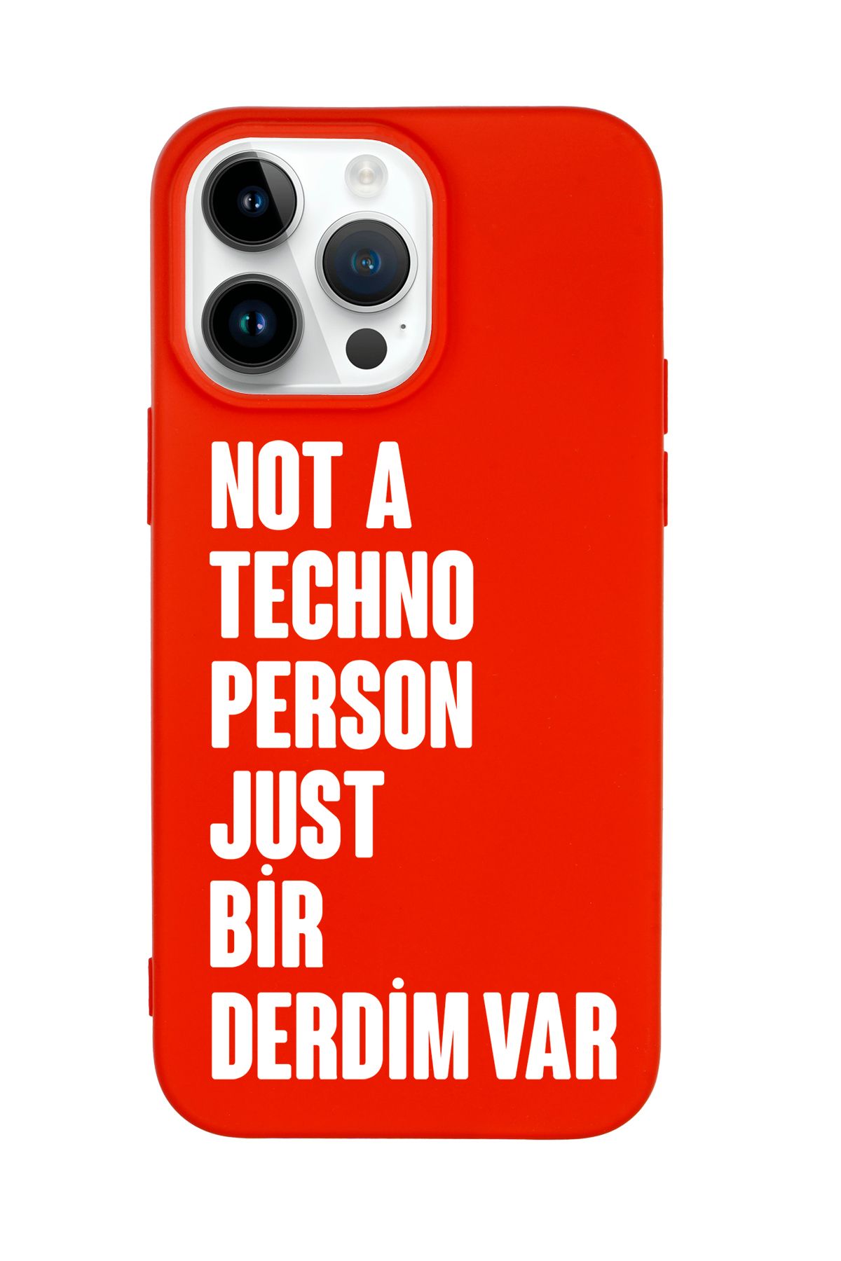 mooodcase iPhone 15 Pro Max Uyumlu Not Techno Person Just Bir Derdim Var Desenli Telefon Kılıfı