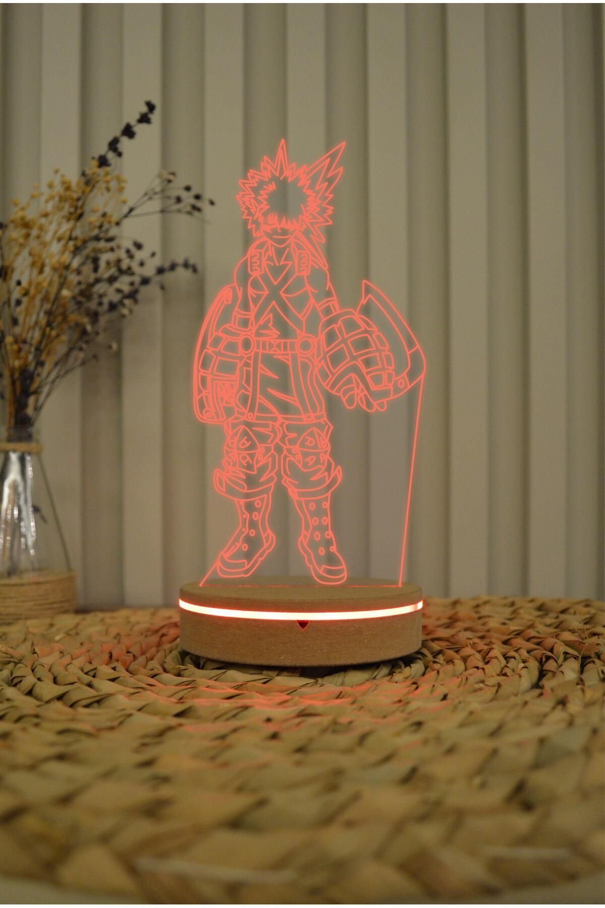 Yubi Design Bakugo , My Hero Academia - 3 Boyutlu Rgb 16 Renk Dekoratif Lamba Hediye 3d