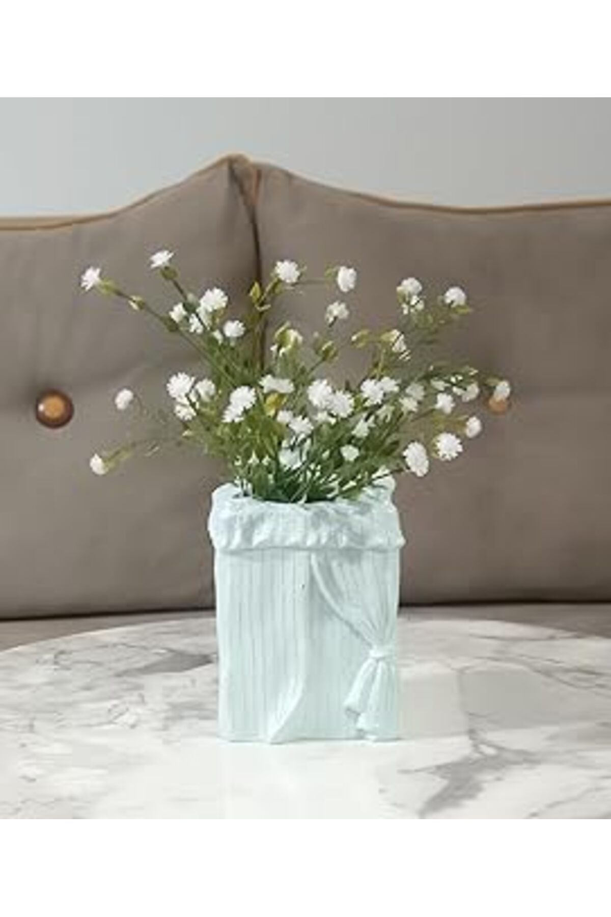 Roses Store Vazo Dahil,vazo Dahil,vazoda Çiçek,beyaz Yapay Çiçek,vazo Dekoratif Poliresin 7x7x17cm