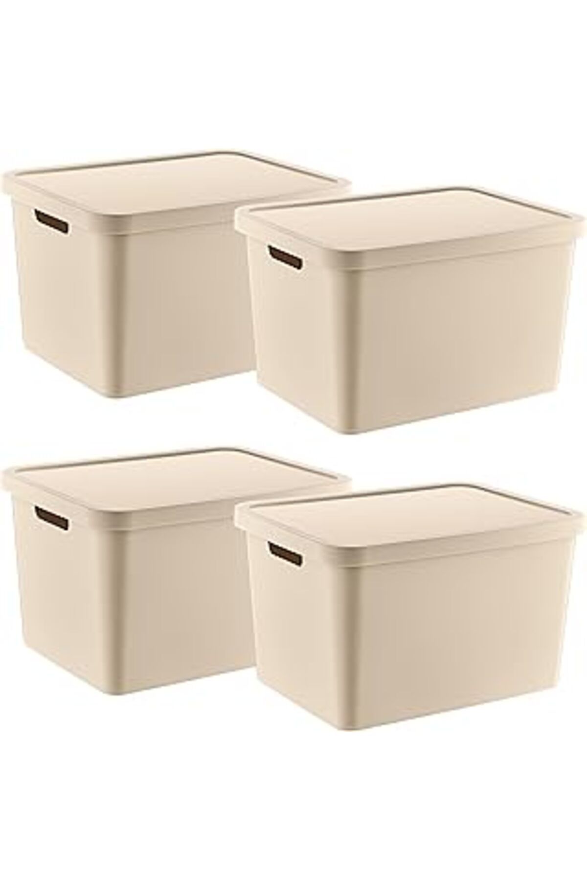 karadağsb Smartware 4'Lü Set Stafi Çok Amaçlı Kapaklı Kutu Latte 18 Lt - Latte, Çok Amaçlı Kapaklı Kutu, Ev-O