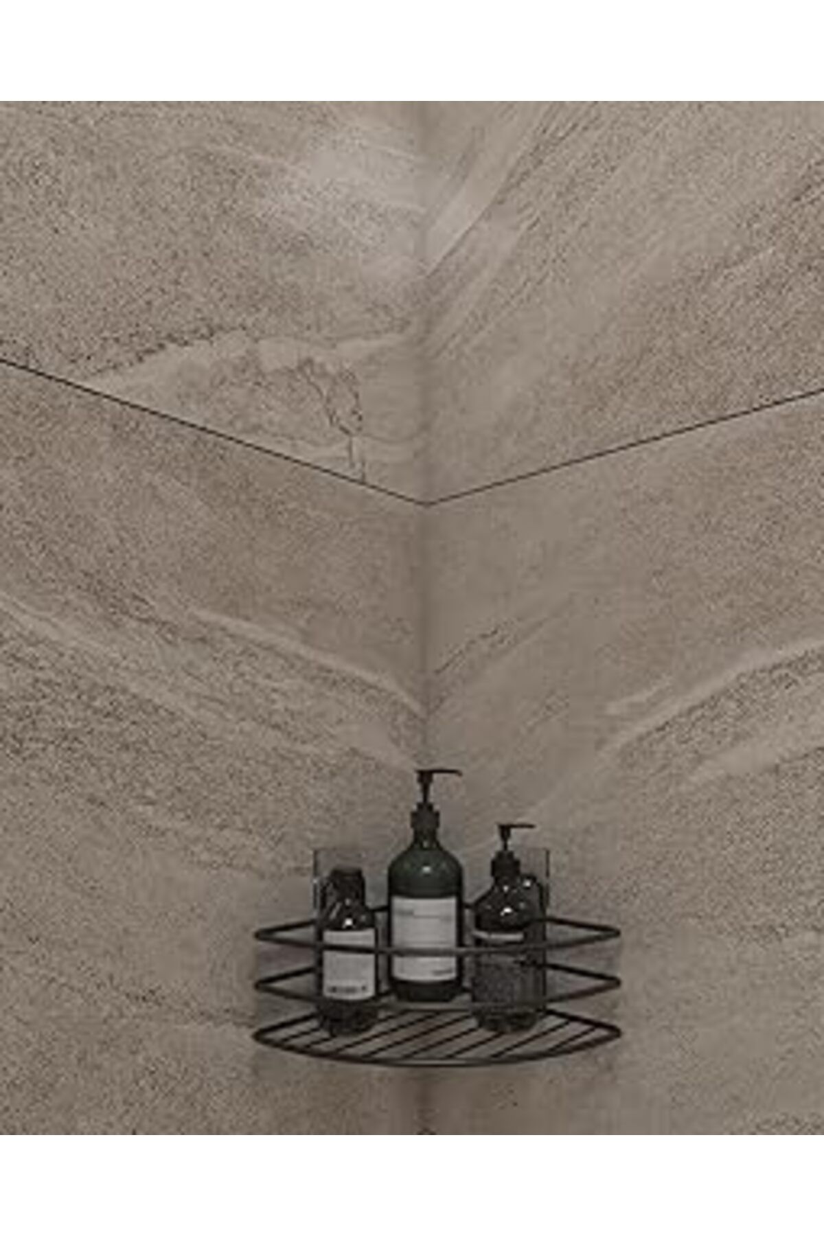 karadağsb Alper Banyo Ömür Boyu Paslanmaz Yapışkanlı Banyo Rafı Düzenleyıcı Mat Siyah Köşelik Şampuanlık Ek01