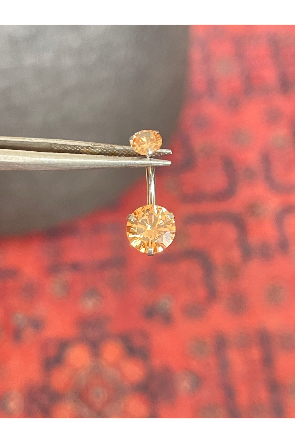 Rupen Kraft 316 L Cerrahi Çelik Piercing , Piercing Gümüş Renk , Taşlı Piercing
