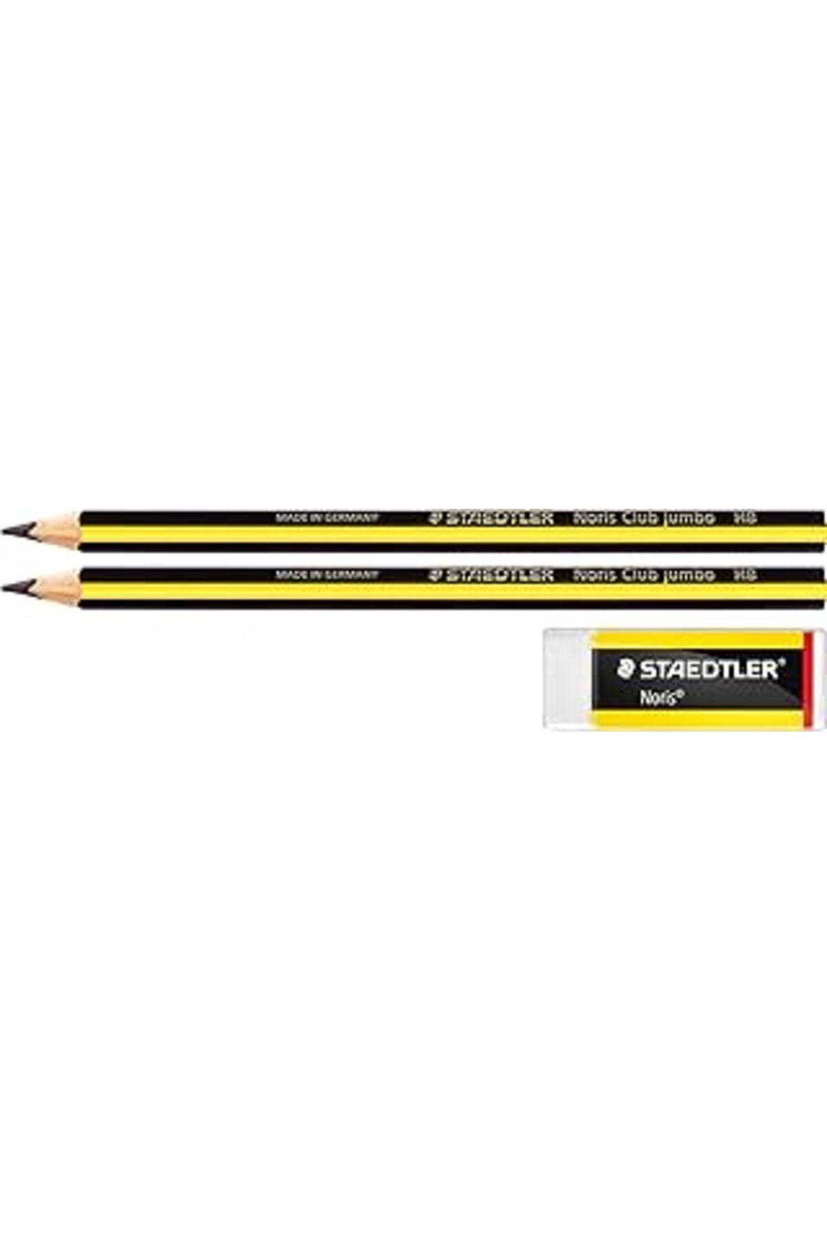 NETWORK ART Staedtler 119 Noris Clup JUMBO Kurşun Kalem HB (2 Adet) & 526 N20 Noris Silgi