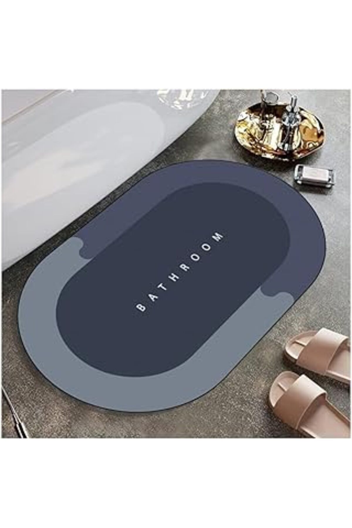 karadağsb Ankanorm Banyo Paspası Süper Su Emici Kaymaz Tabanlı Paspas Banyo Paspası Oval Diatomit Paspas Süpe