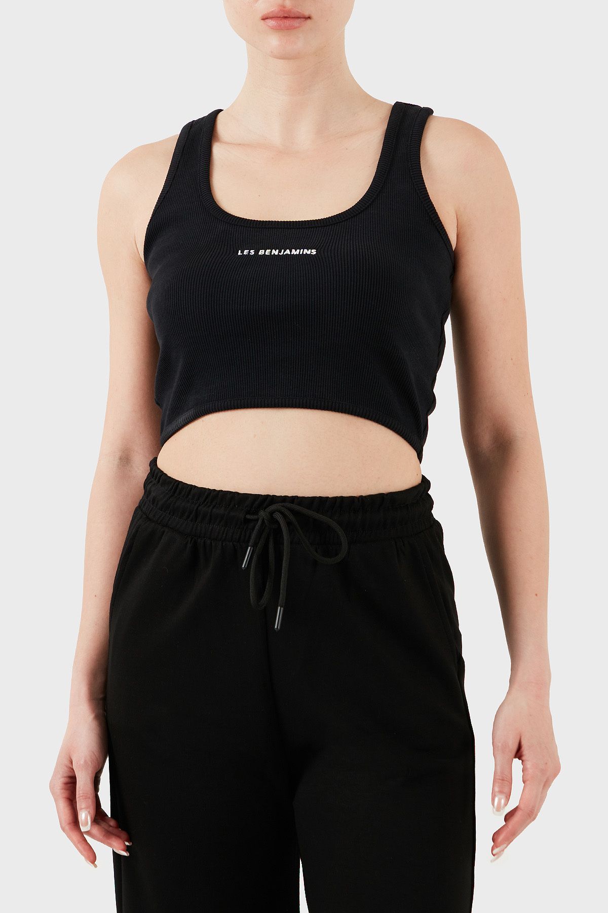 LES BENJAMINS Pamuklu Slim Fit Kare Yaka Logolu Top TOP LBNOOSESSFUTN