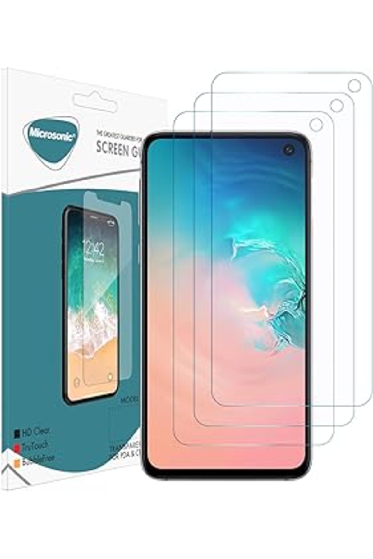 Pazarcan Microsonic Samsung Galaxy S10E Ekran Koruyucu Nano Cam (3'Lü Paket)
