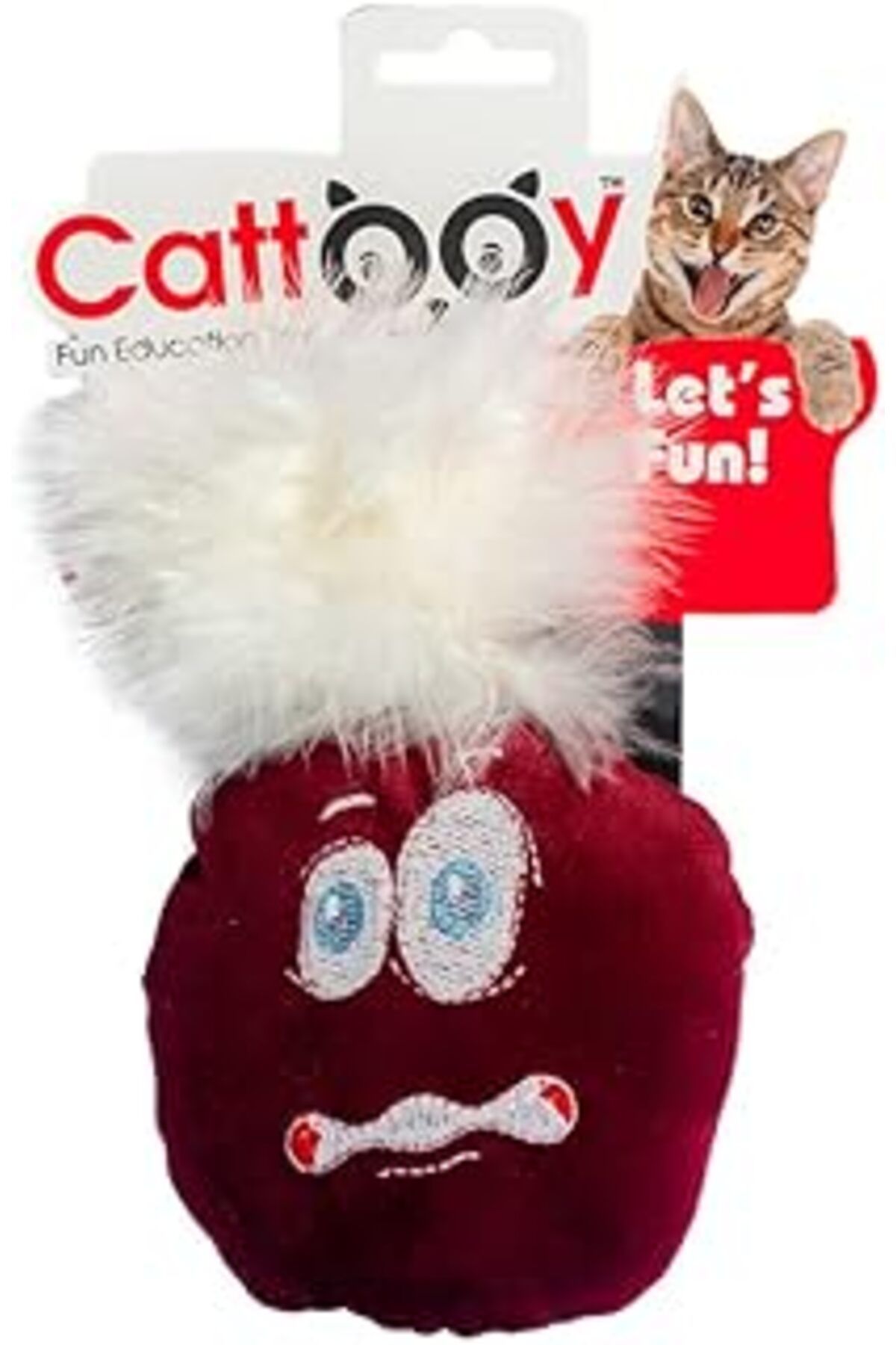 karadağsb Cattooy Fun Education Toy Mino Çingirakli Peluş Kedi Oyuncaği (BORDO)