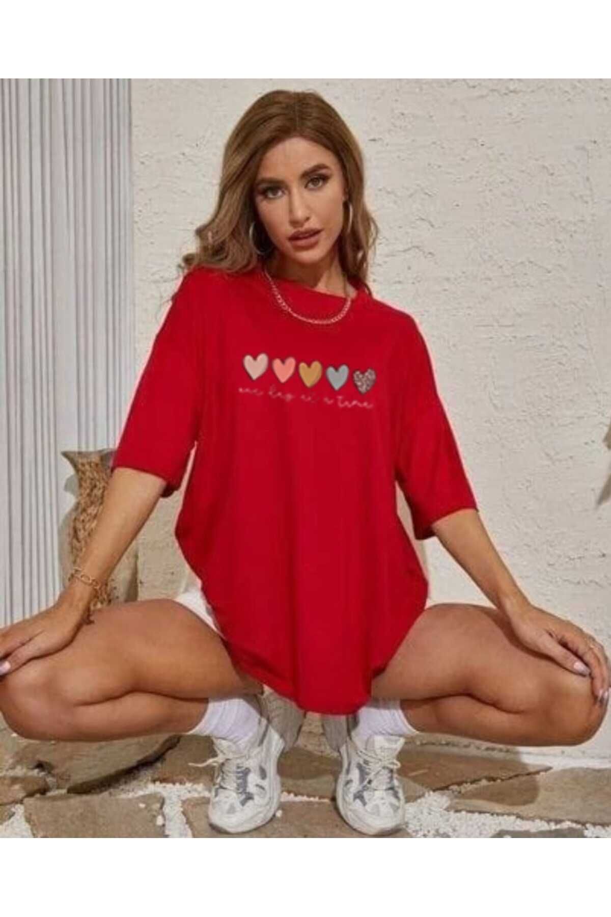 TekTarzz Unisex Hearts Baskılı Tasarım Tshirt