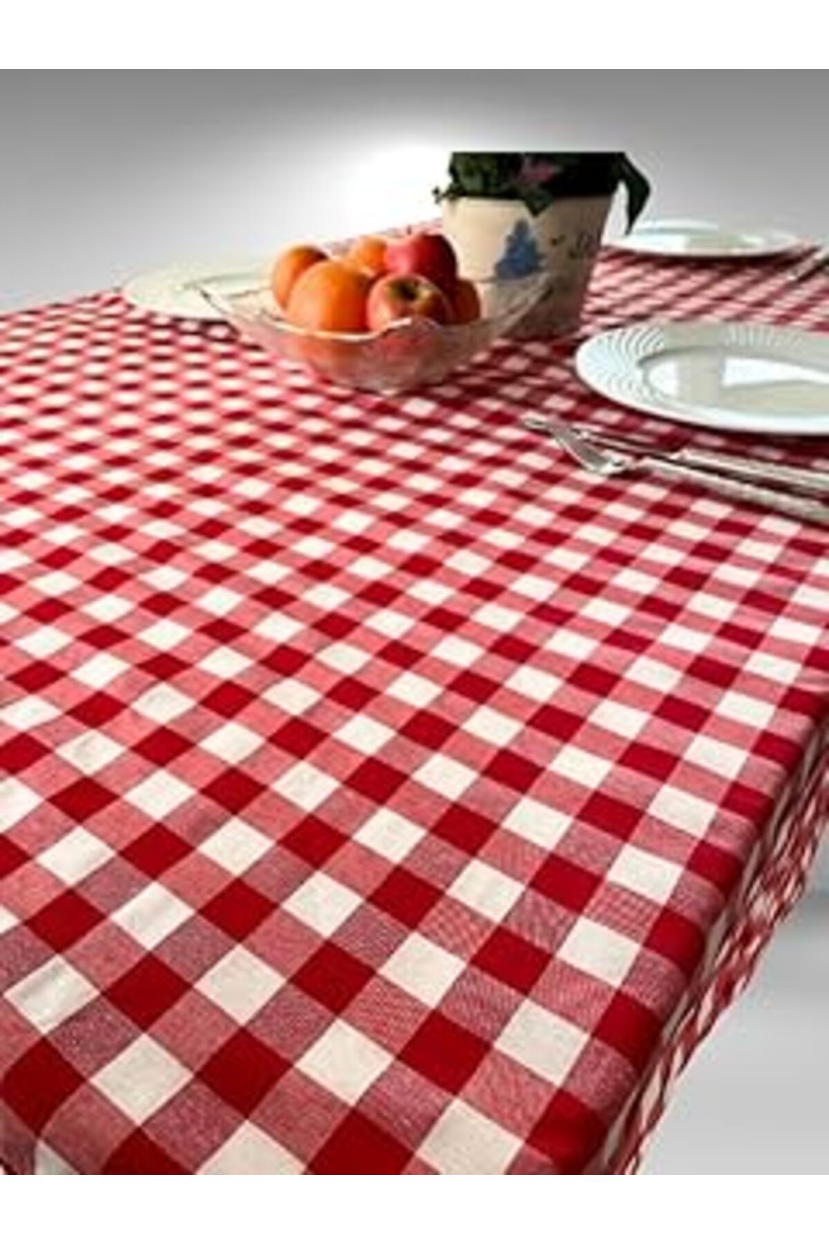 karadağsb Enoteks 160X170 Cm Kırmızı Büyük Kare Desen Pötikareli Masa Örtüsü, Sofra Bezi, Piknik Örtüsü