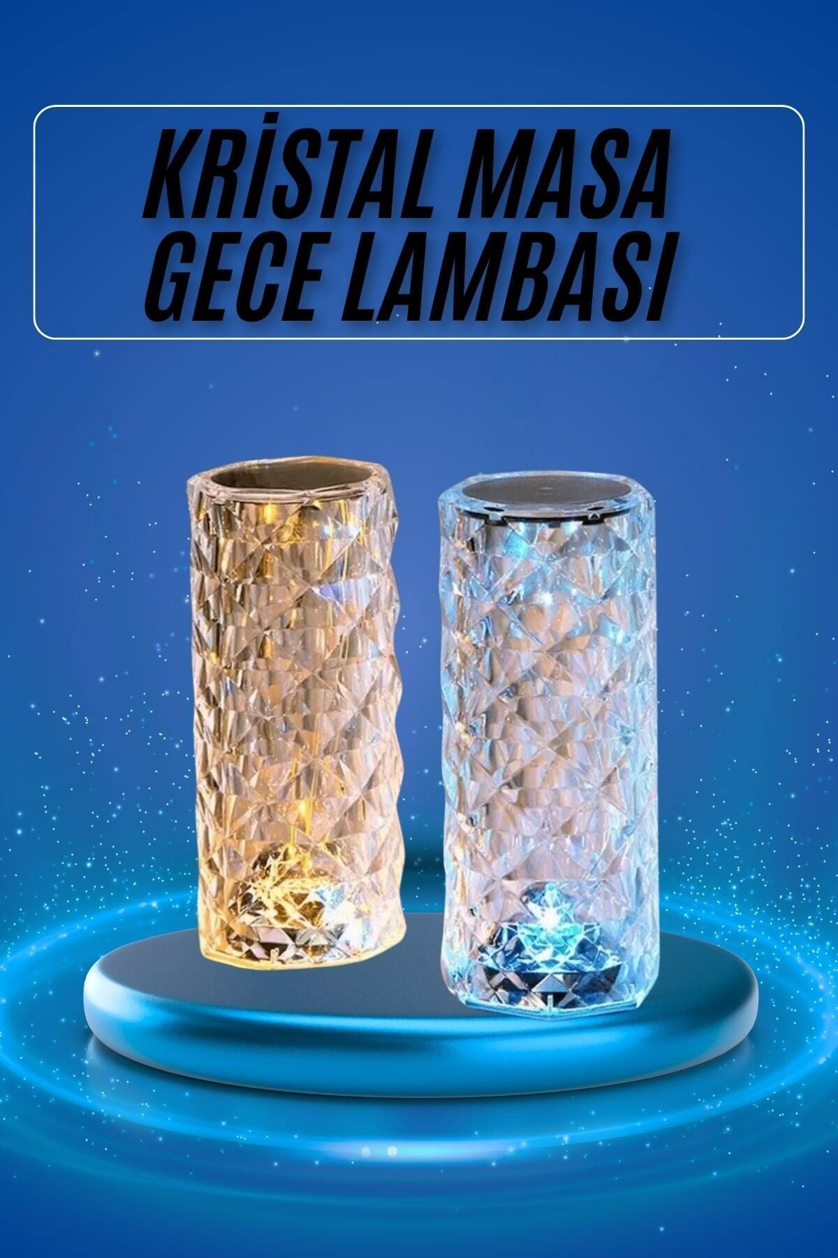 KeşifHOME Yeni Nesil ŞArjlı Modern Kristal Masa ve Gece Lambası Dokunmatik Renk Değiştirebilen