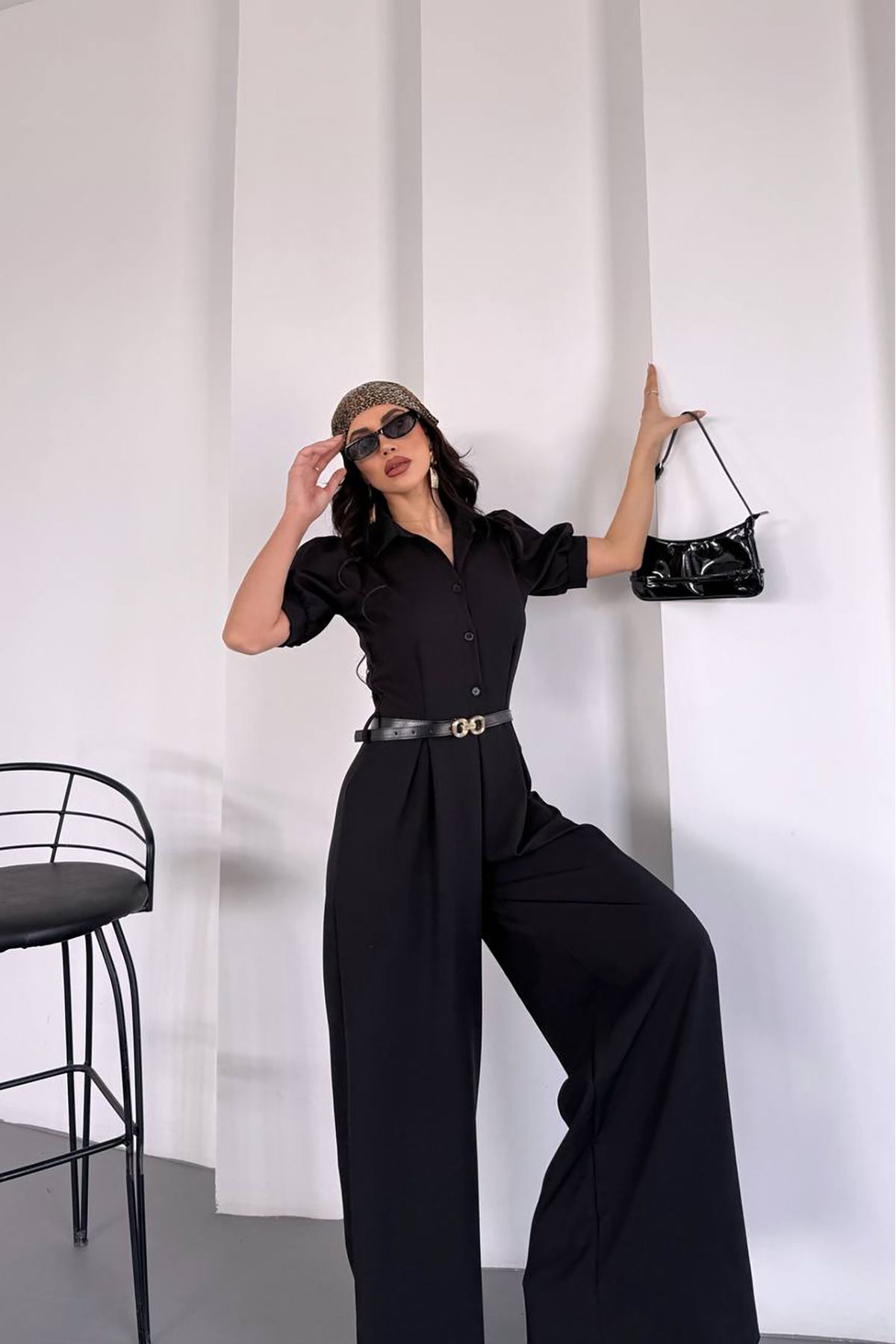 XXL BUTİK XXL Butik kadın kemerli maxi boy likralı tulum X-NBK4197
