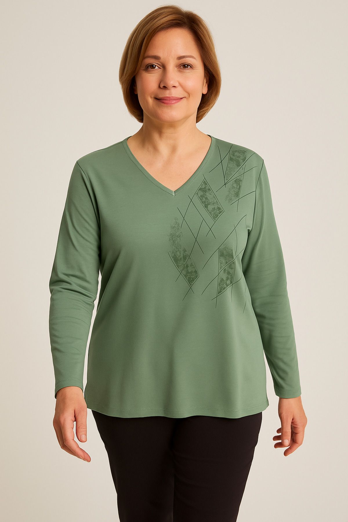 detay örme Anne Bluzu Battal %60 Pamuk Garantili
