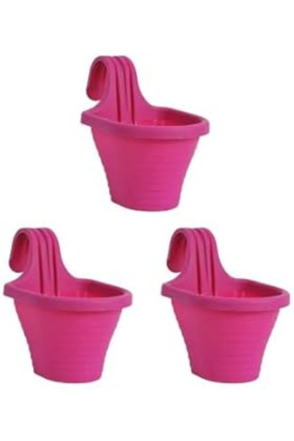 karadağsb Tom1 Askılı Balkon Saksı Seti, 20 Cm, 3 Litre 3 Adet Fuşya, Pembe
