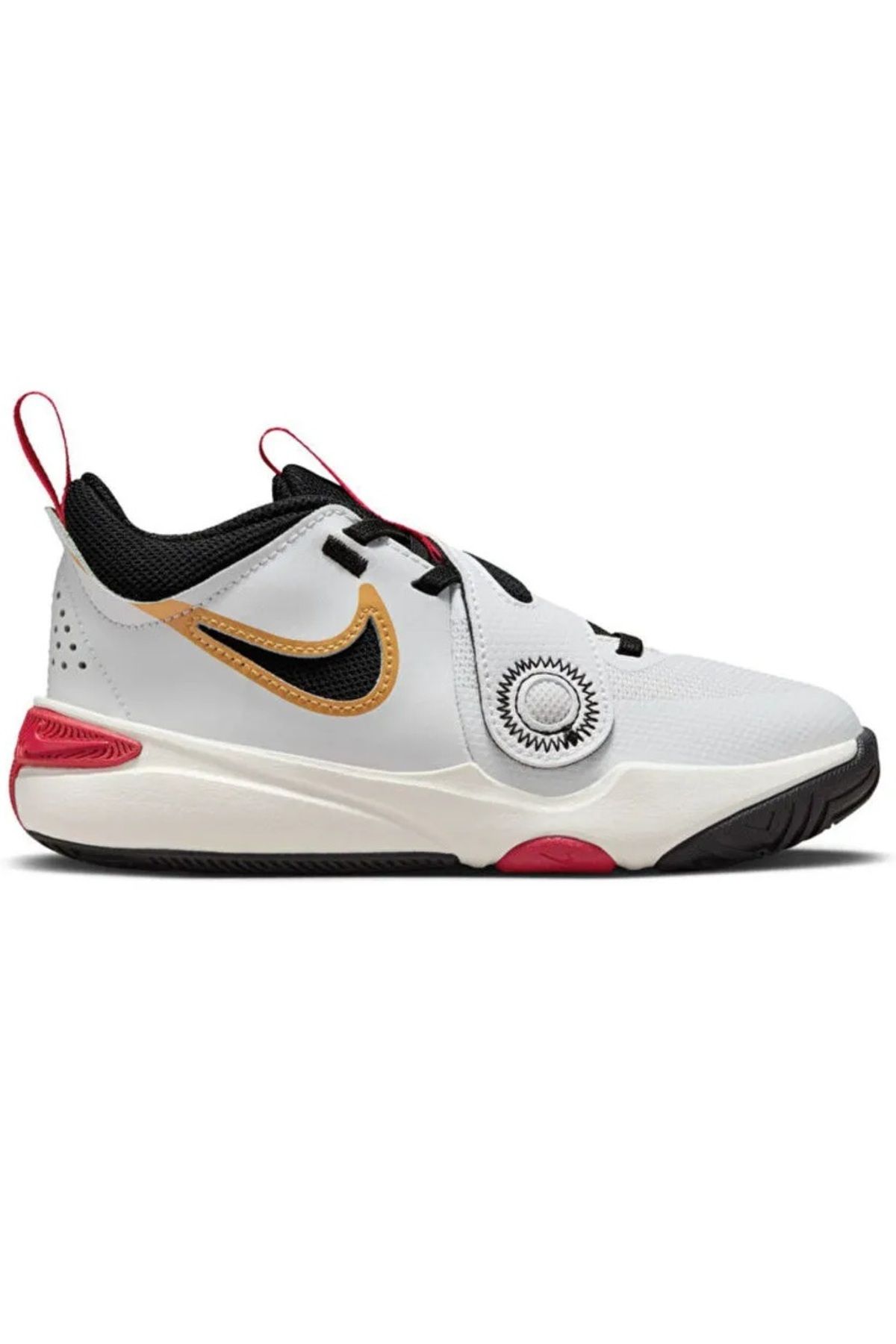 Nike Team Hustle Basketball Shoes Bantlı Lastik ipli Deri Basketbol Ayakkabısı Beyaz Kırmızı