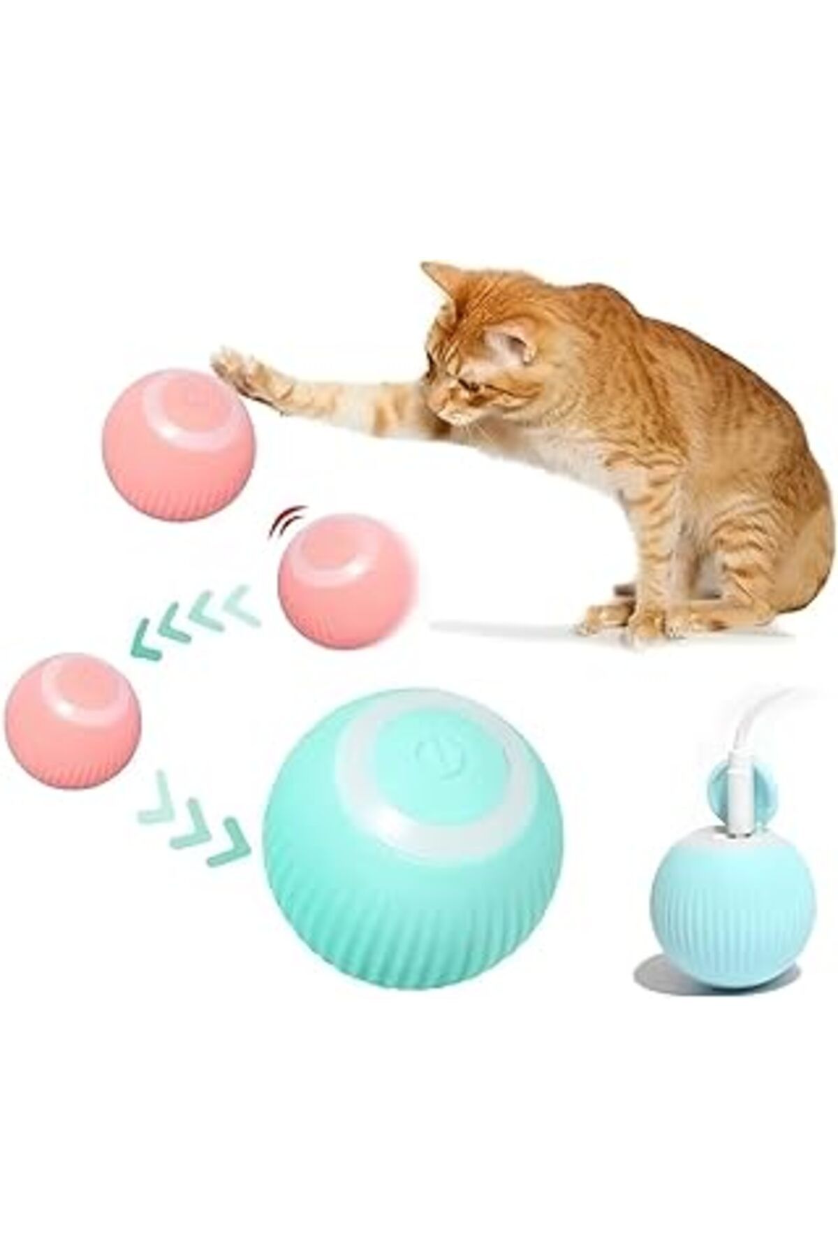 karadağsb Aee® Akıllı Otomatik Hareket Eden Kedi Topu,Kendi Kendine Hareket Eden Kedi Oyuncağı