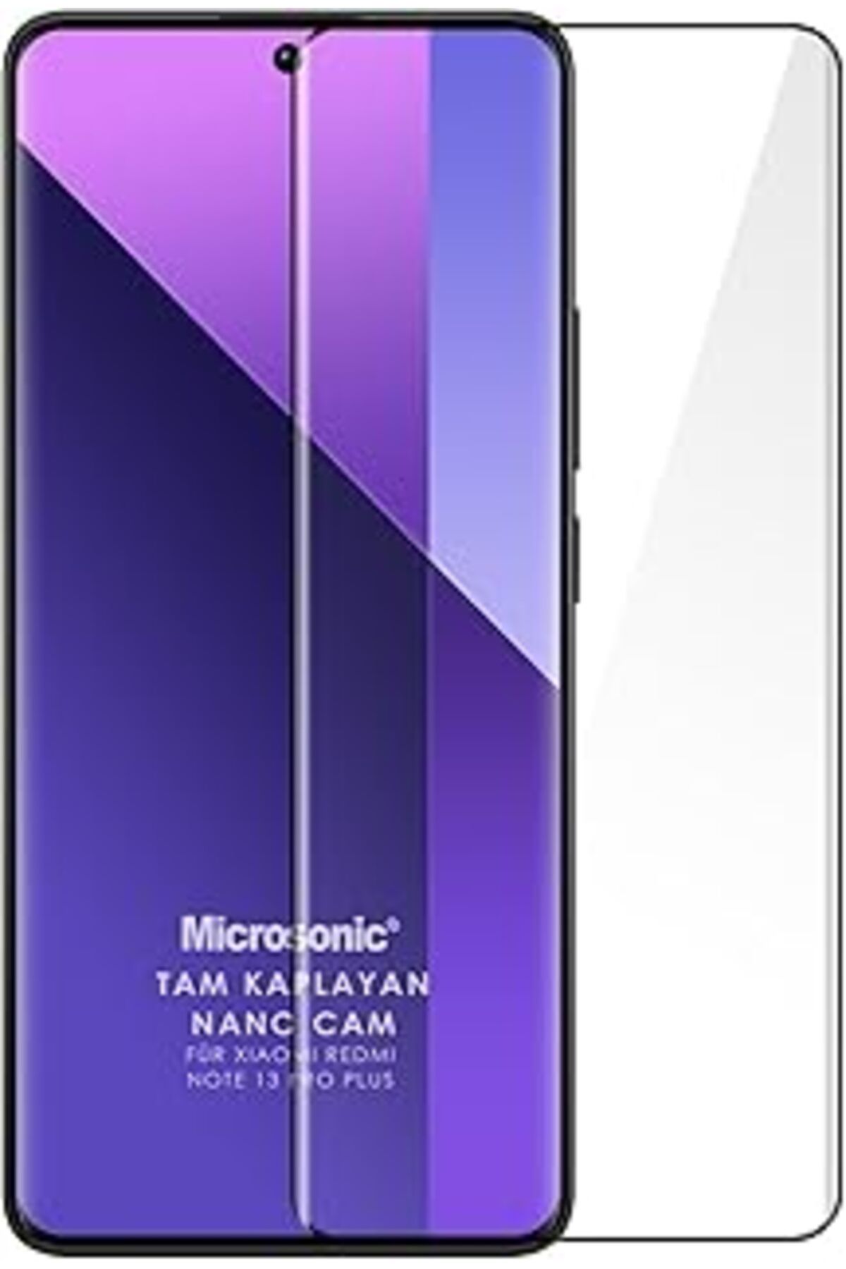 Pazarcan Microsonic Xiaomi Redmi Note 13 Pro Plus 5G Tam Kaplayan Nano Cam Ekran Koruyucu Siyah
