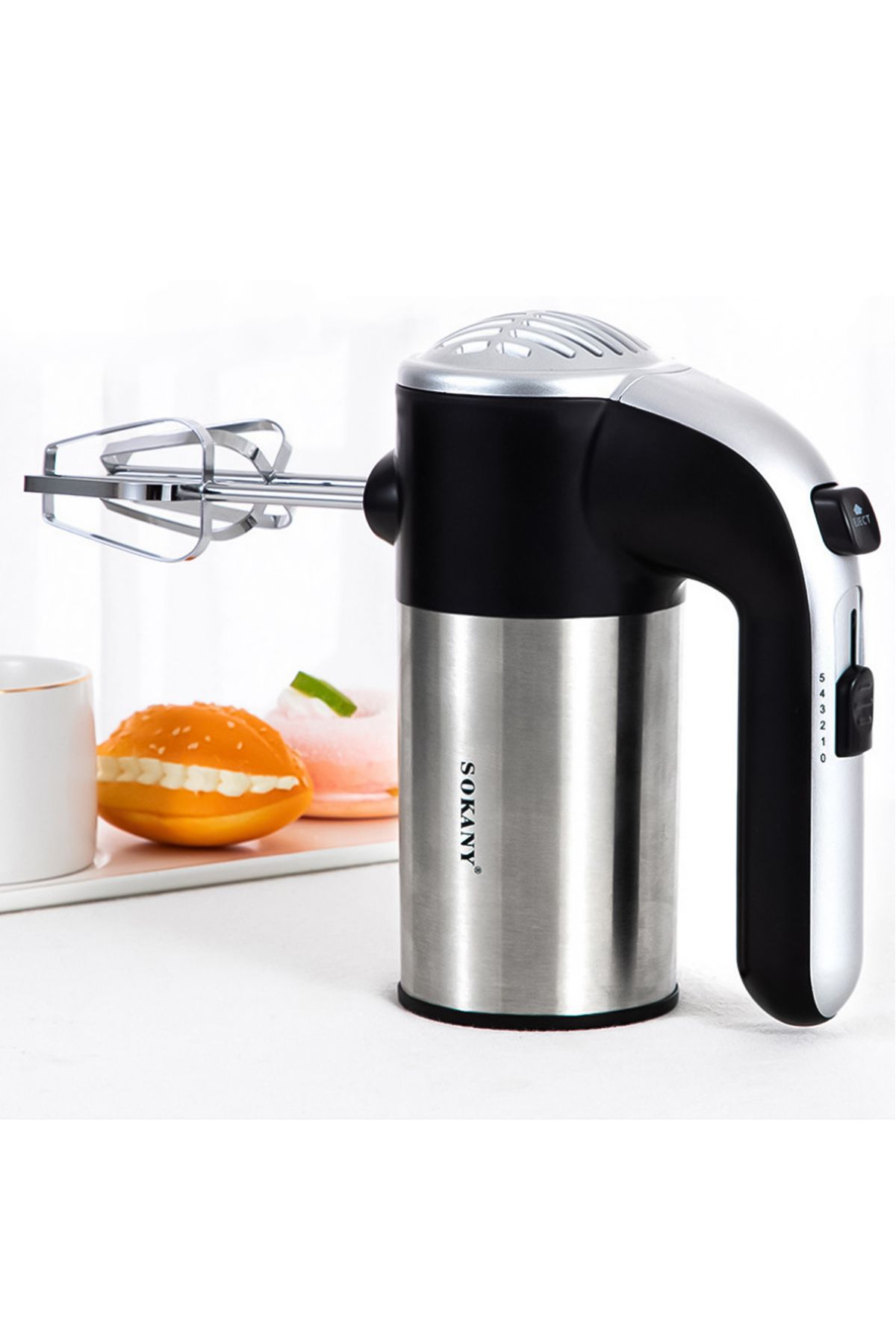SOKANY Mixer De Mână Lh-952, 800w, 5 Setări De Viteză, Negru/oțel Inoxidabil - One Size