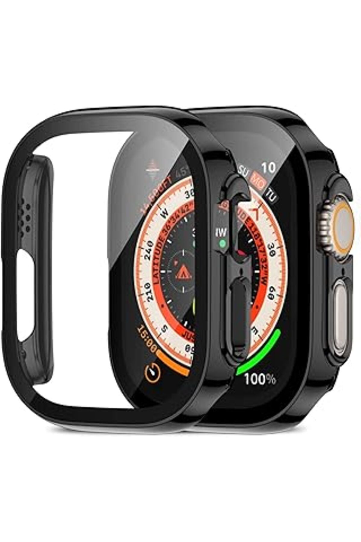 karadağsb Buff Labs Watch Ultra Slim Fit 49Mm Kılıf Black Ekran Koruyuculu Akıllı Saat Kılıfı Siyah
