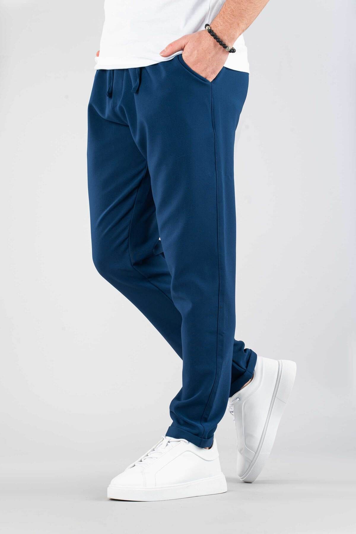 bombe Erkek Rahat Boyfriend Beli Lastikli İpli Pamuklu Jogger Pantolon