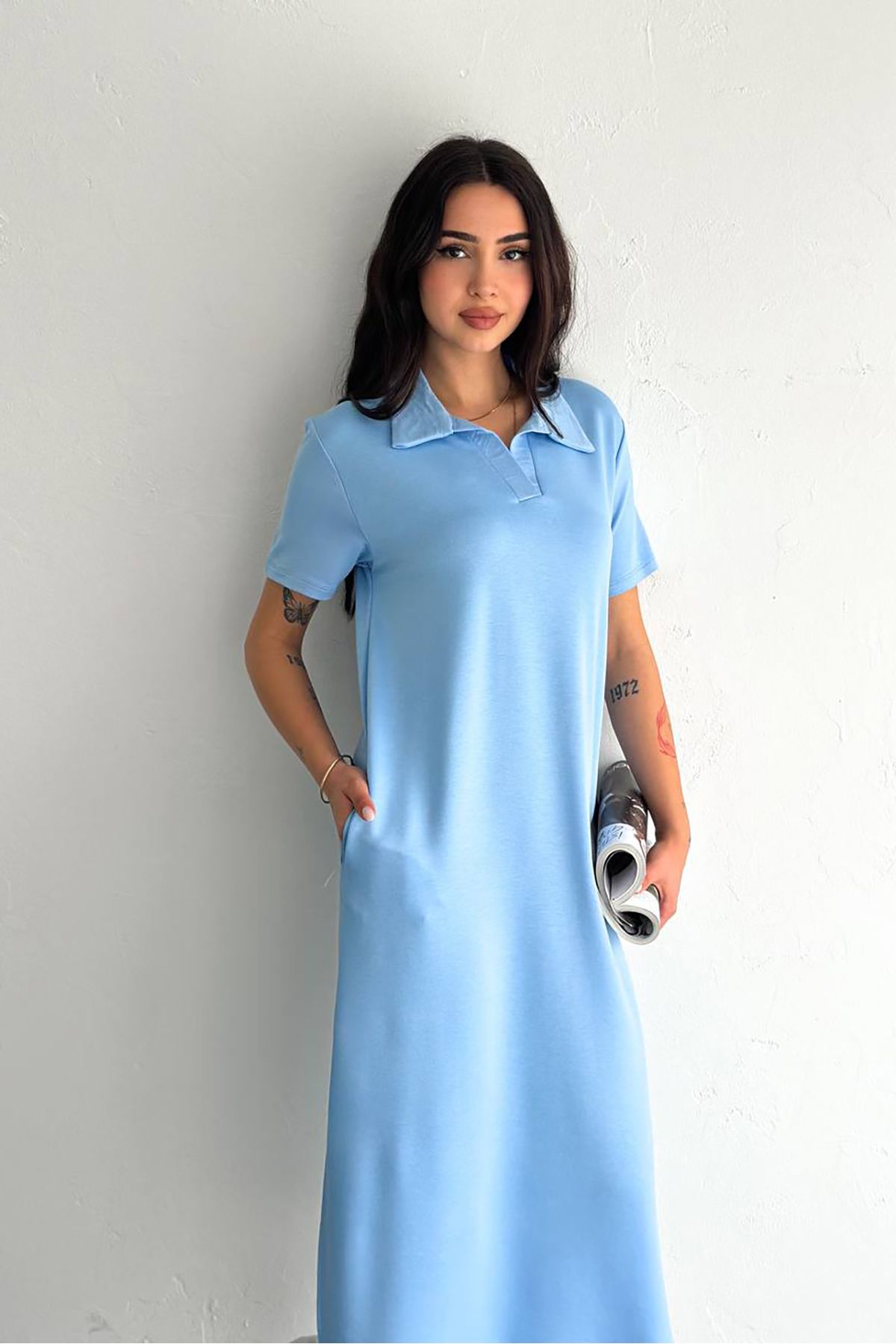 XXL BUTİK XXL Butik kadın pamuklu yazlık kumaş salaş elbise X-NBTG003
