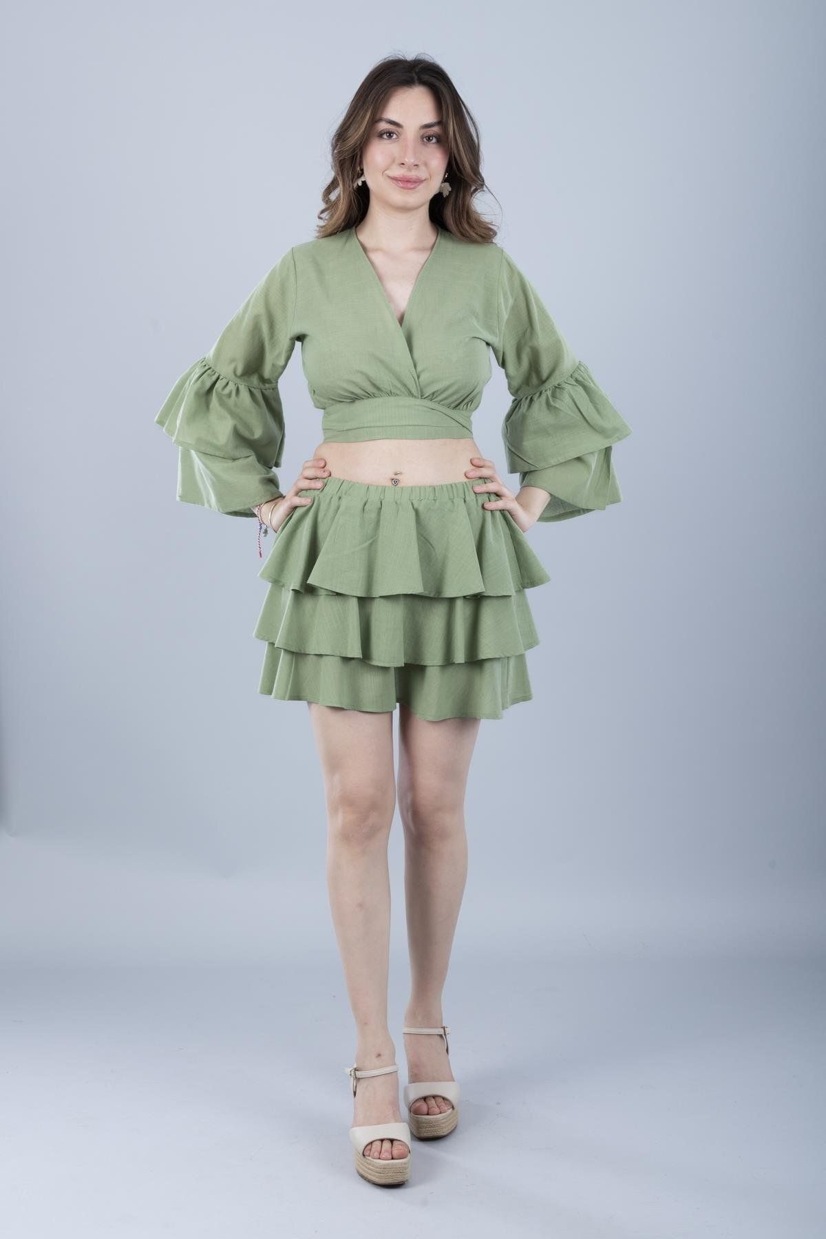 Bonitas Beachwear Pamuklu Etek Haki