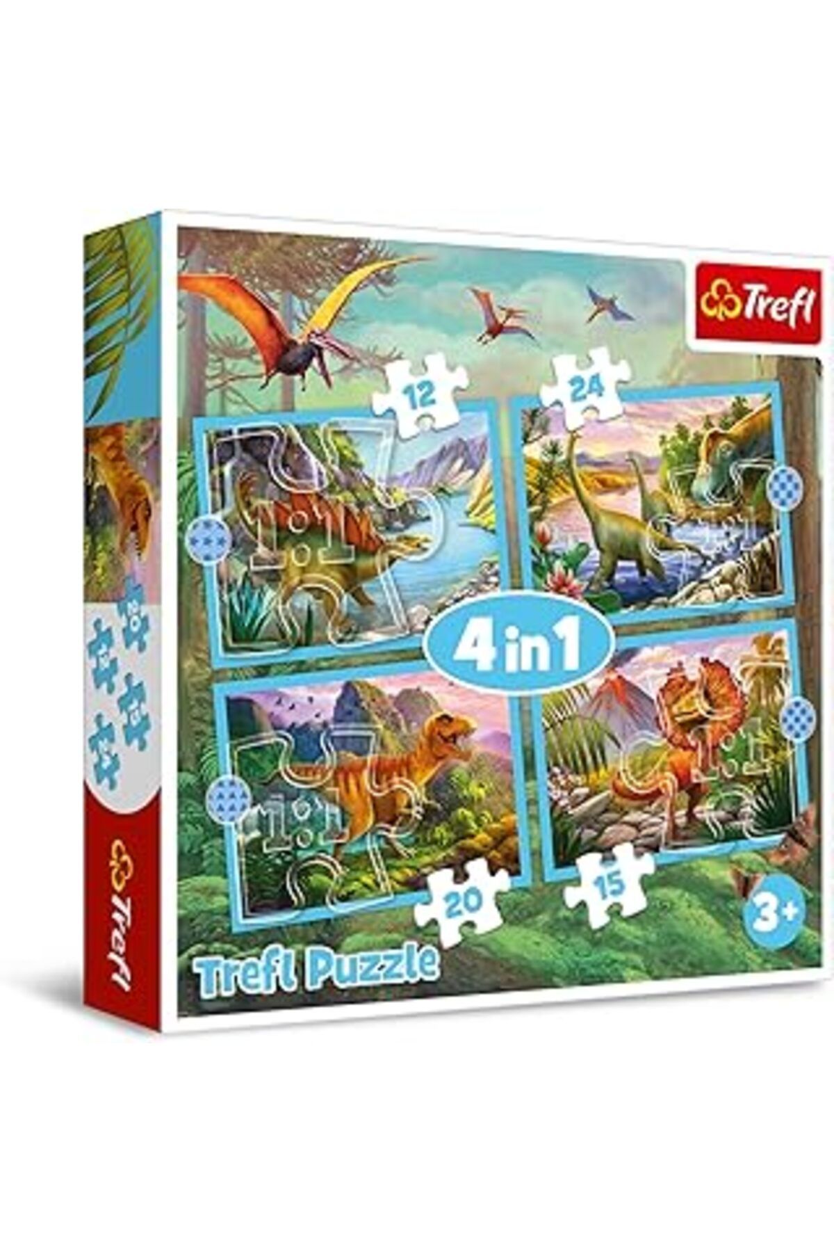 karadağsb Trefl 34609 4'Ü 1 Arada 4 12'Den 24'E Kadar Elemanlı Dinozorlarla Yapboz Çeşitli Zorluk Seviyeleri