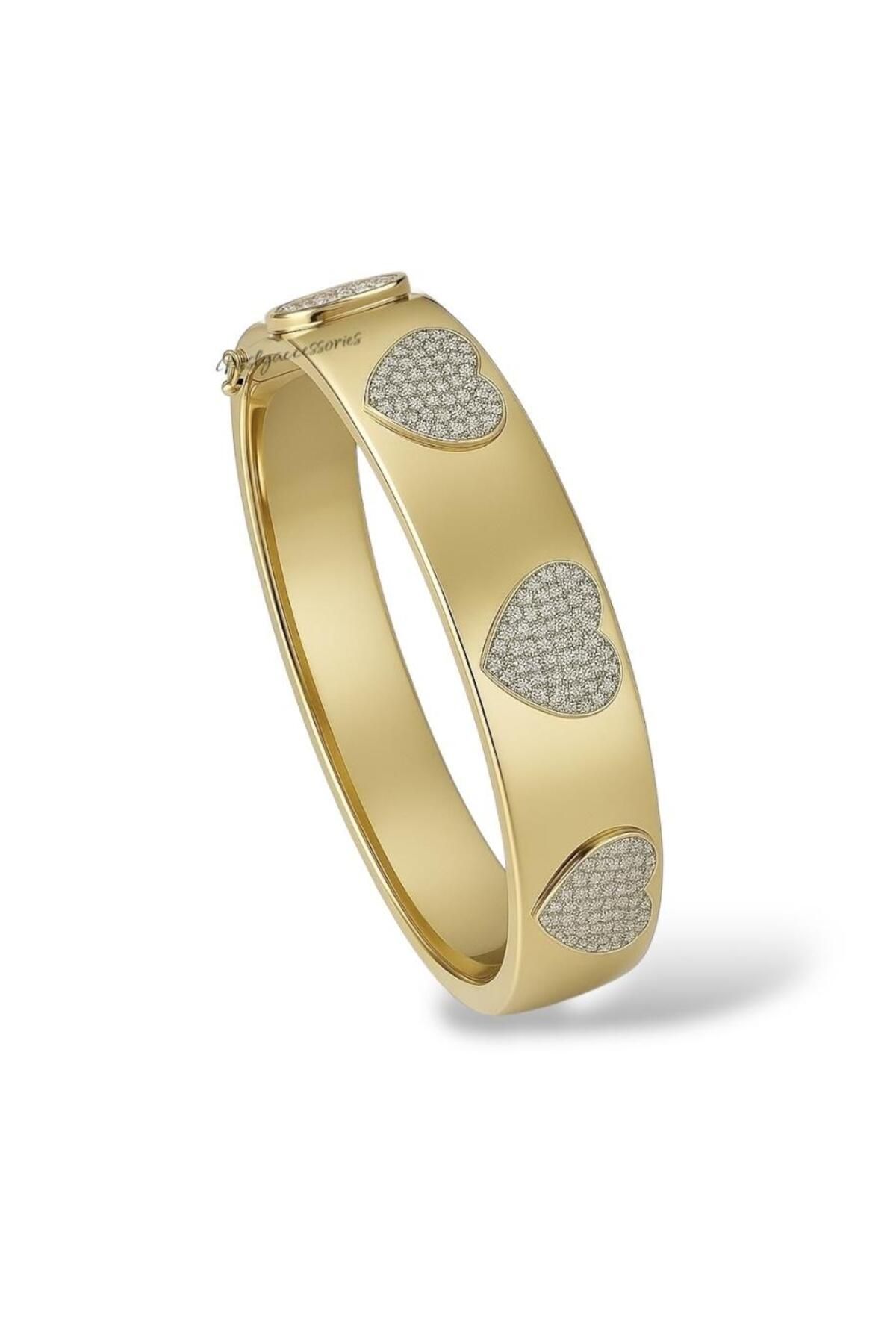 neslyaccessories Kalpli Işıltı – 18 Ayar Altın Kaplama Kelepçe Bilezik