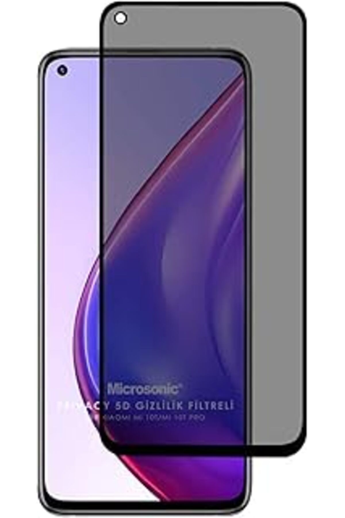 TBSProjects Microsonic Xiaomi Mi 10T Pro Privacy 5D Gizlilik Filtreli Cam Ekran Koruyucu Siyah