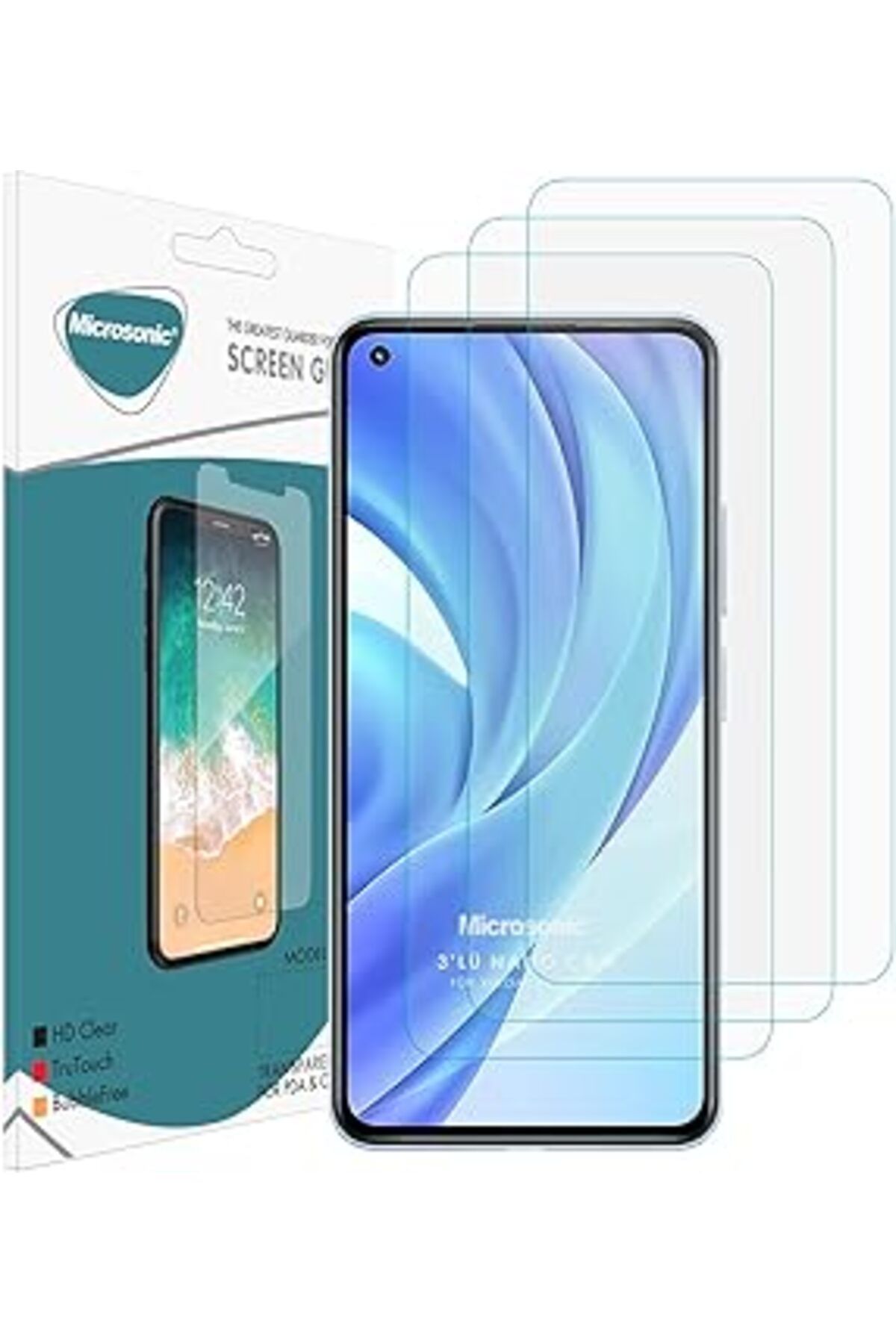 TBSProjects Microsonic Xiaomi Mi 11 Lite Screen Protector Nano Glass Cam Ekran Koruyucu (3'Lü Paket) [Mi 11 Lit