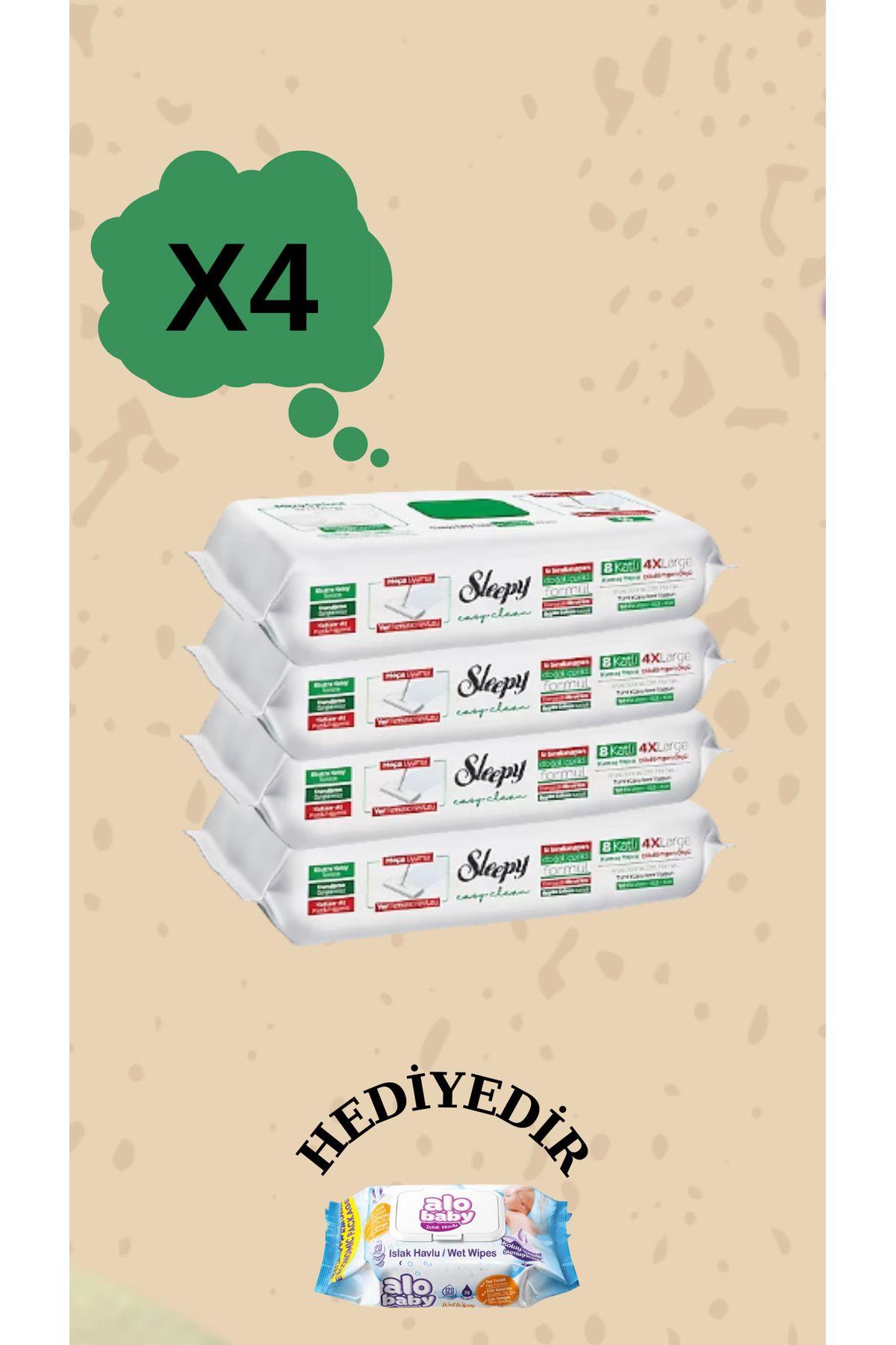 Sleepy Beyaz Sabunlu 4xl Mopa Uyumlu 400 Yaprak Yüzey Temizlik Havlusu