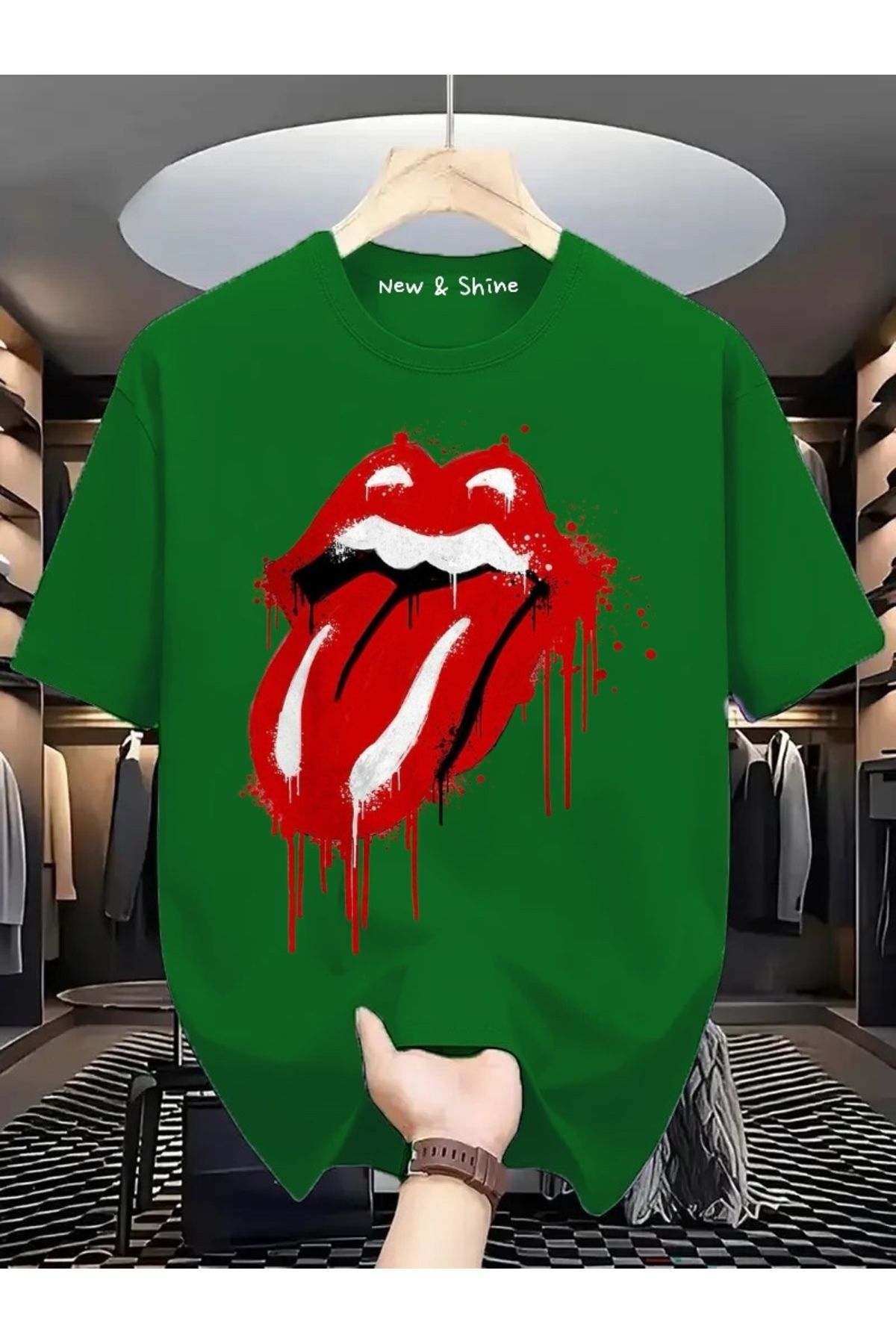New Shine Rolling Stones Büyük Beden Oversize T-Shirt