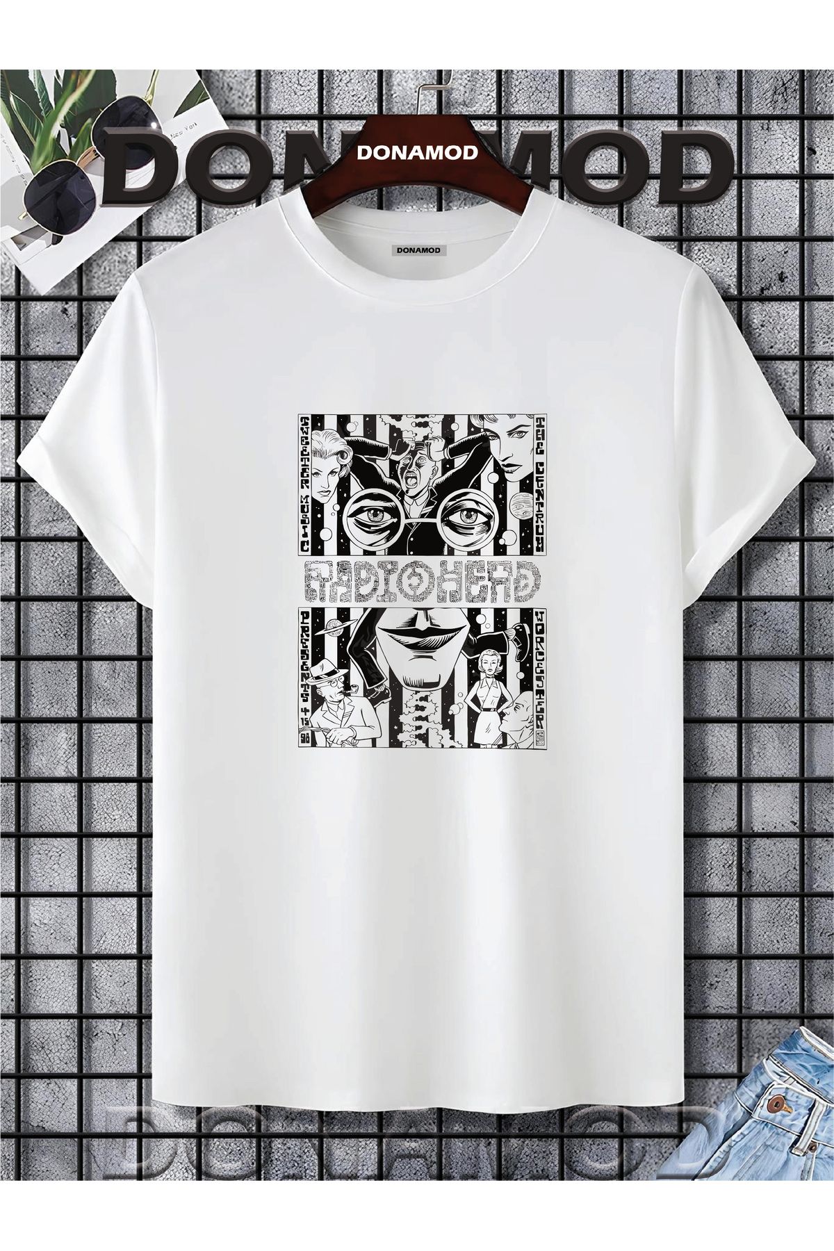 donamod Siyah Beyaz Oversize Radiohead Rammstein Angel Opeth Burzum Rock Metal Black Müzik Tişört T shirt
