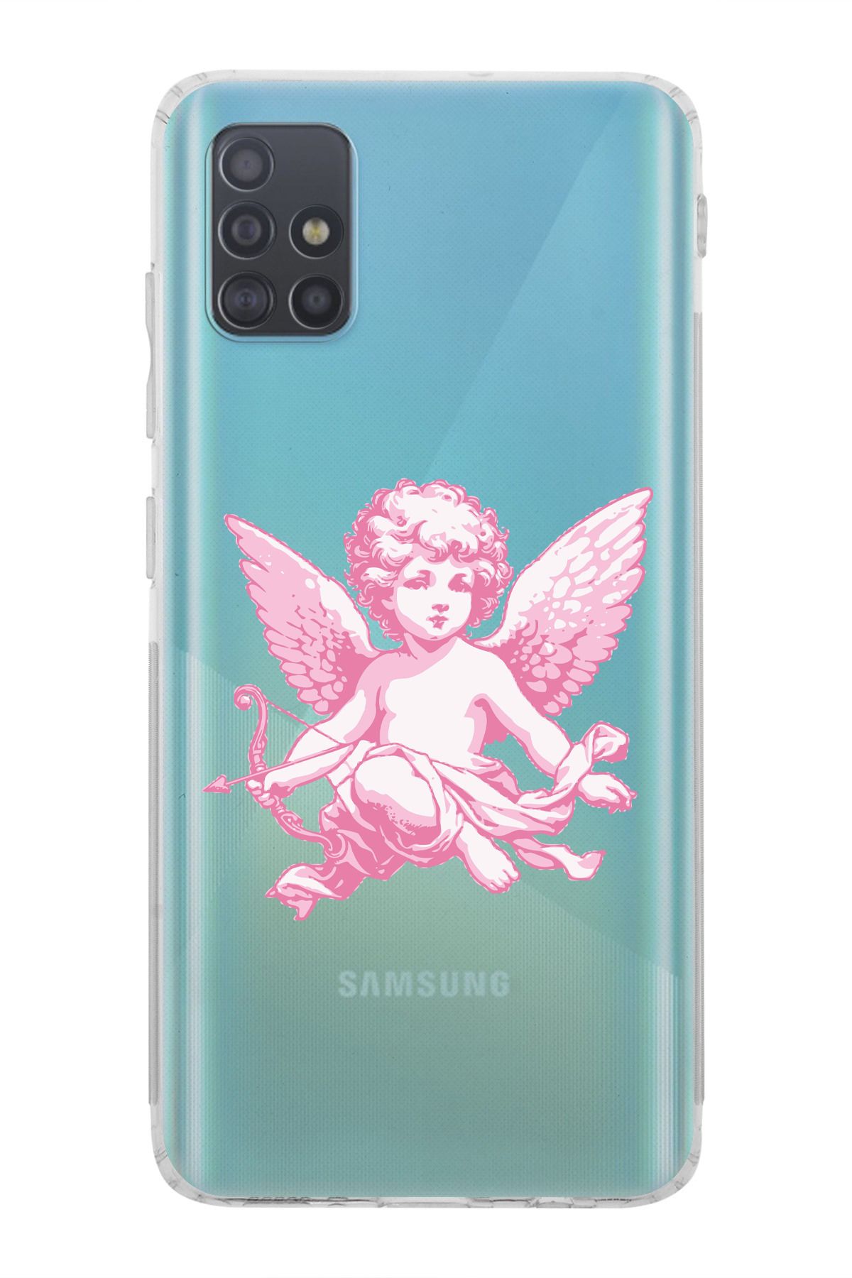 moonset Samsung Galaxy A51 Uyumlu Melek Tasarımlı Baskılı Şeffaf Telefon Kılıfı