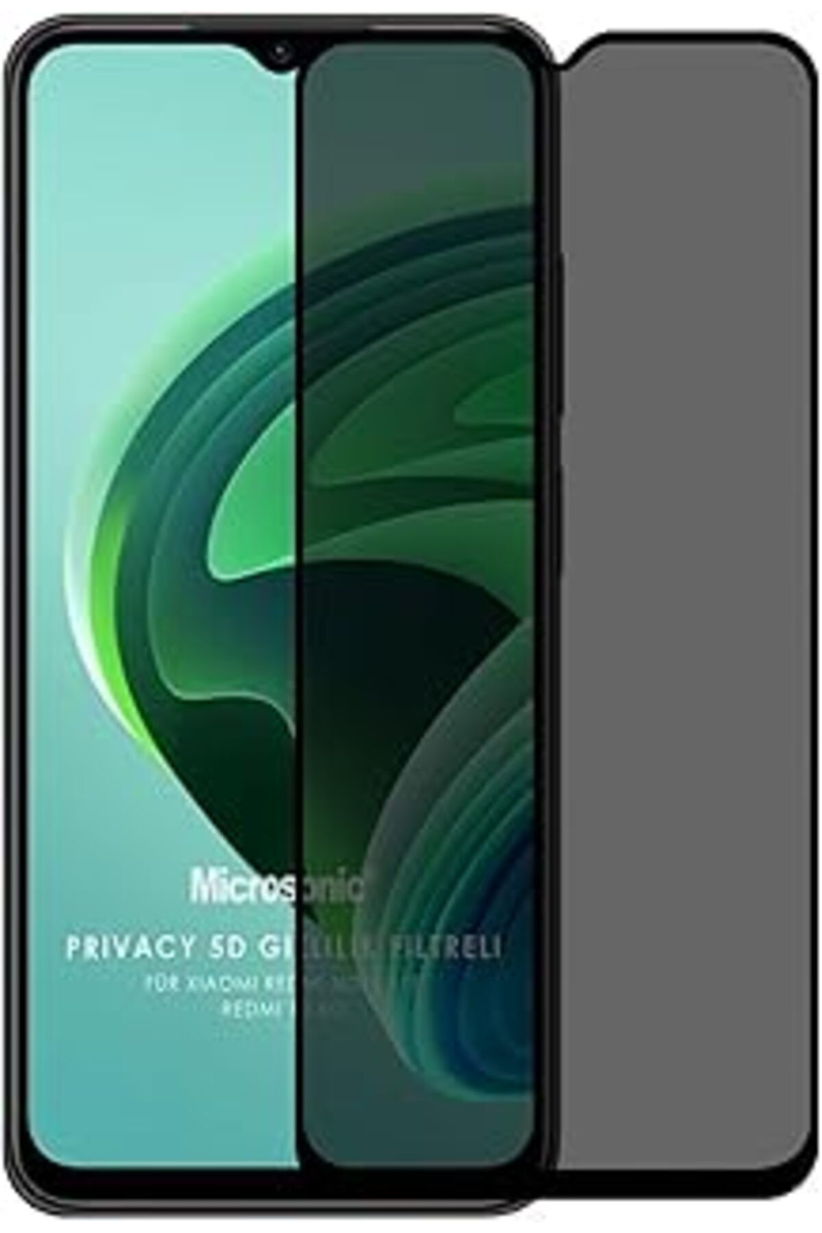 Pazarcan Microsonic Xiaomi Redmi Note 11E Privacy 5D Gizlilik Filtreli Cam Ekran Koruyucu Siyah