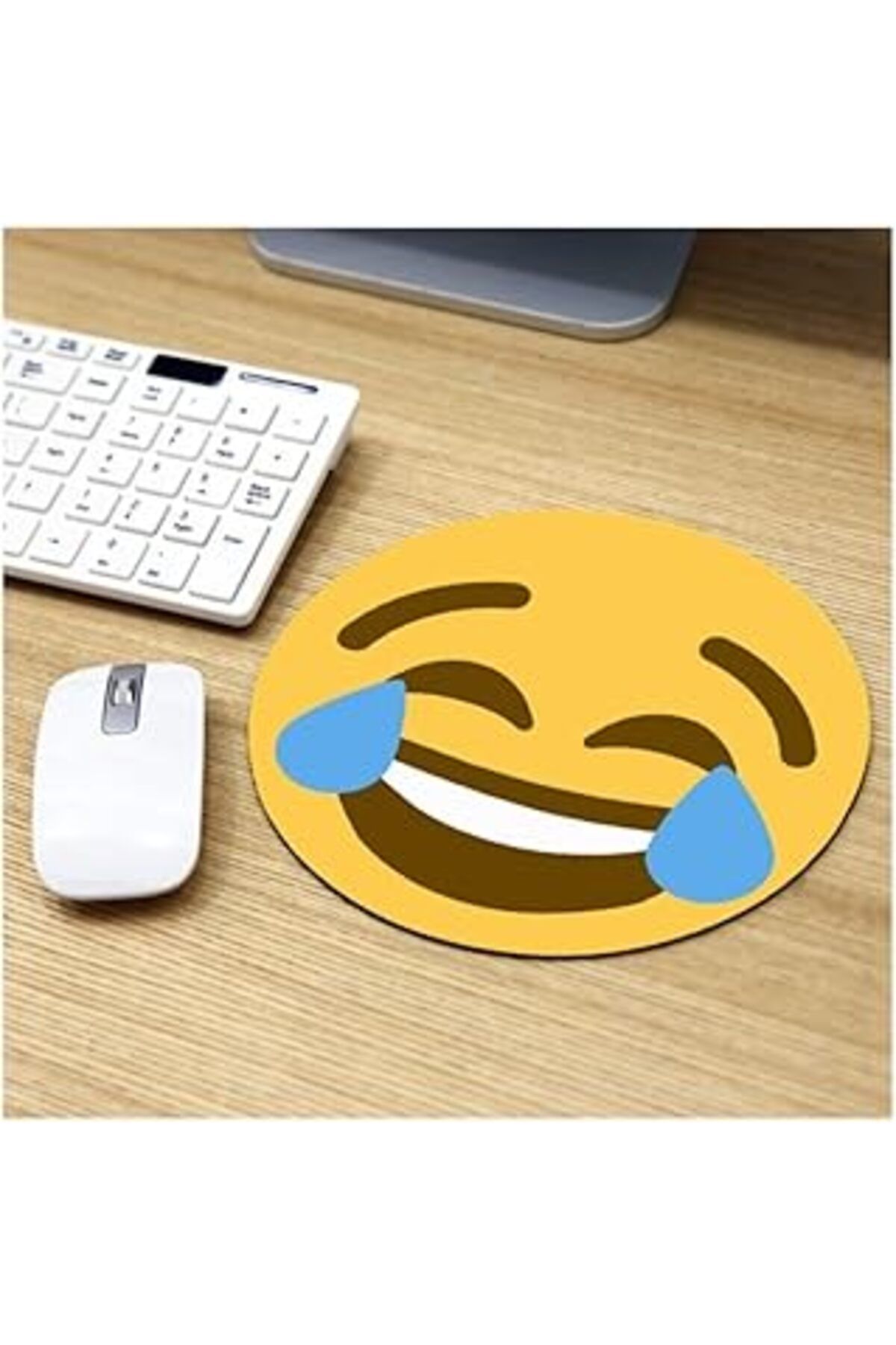 Mu Art Ahşap Hediyesepeti Gülen Surat Emoji Tasarımlı Mousepad - Mouse Pad - Fare Altlığı