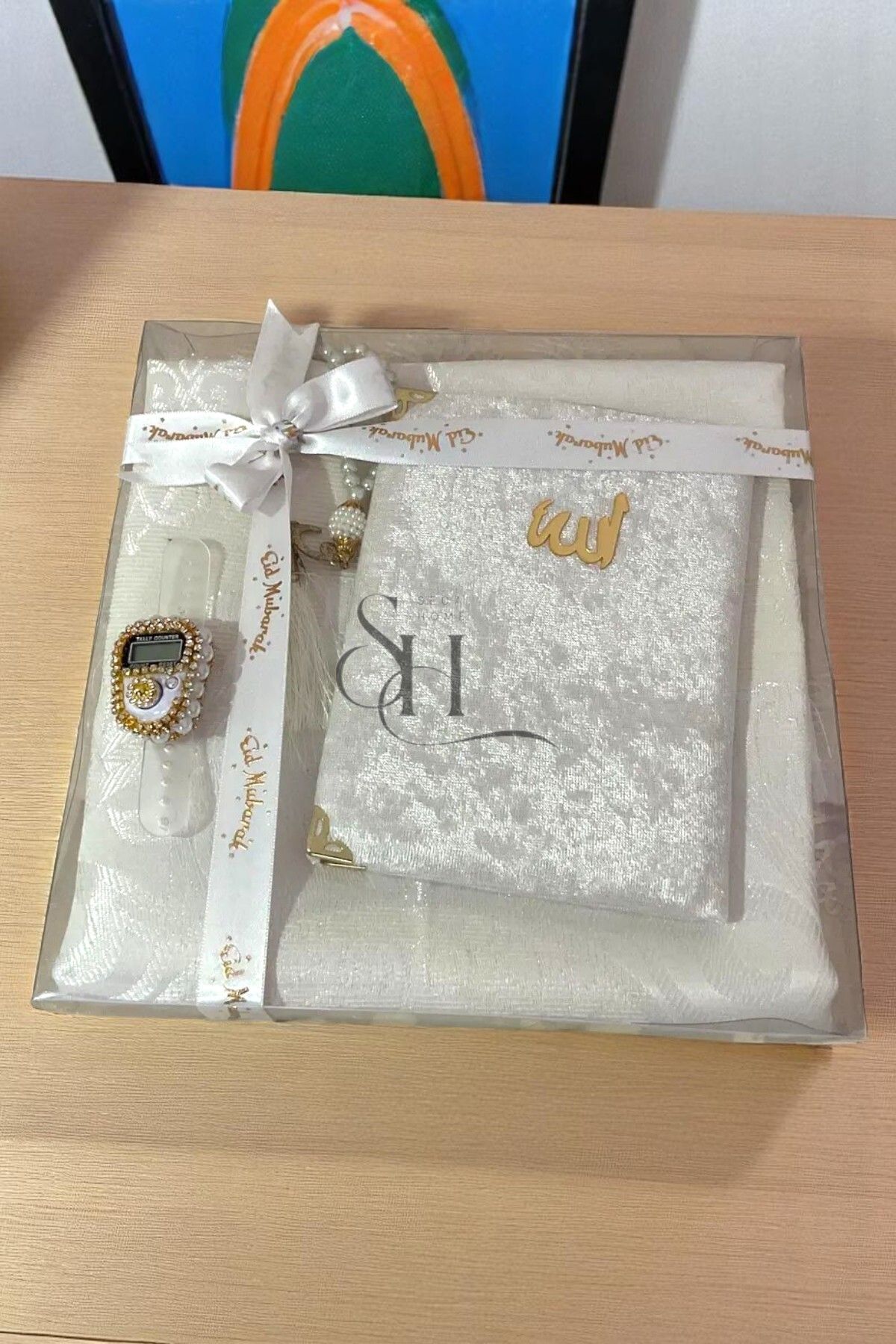 Safa Gift Çeyizlik Hediyelik Bohçalık Tafta Saçaklı 4'lü Set, Seccade, Yasin, Tesbih, Zikirmatik Seti